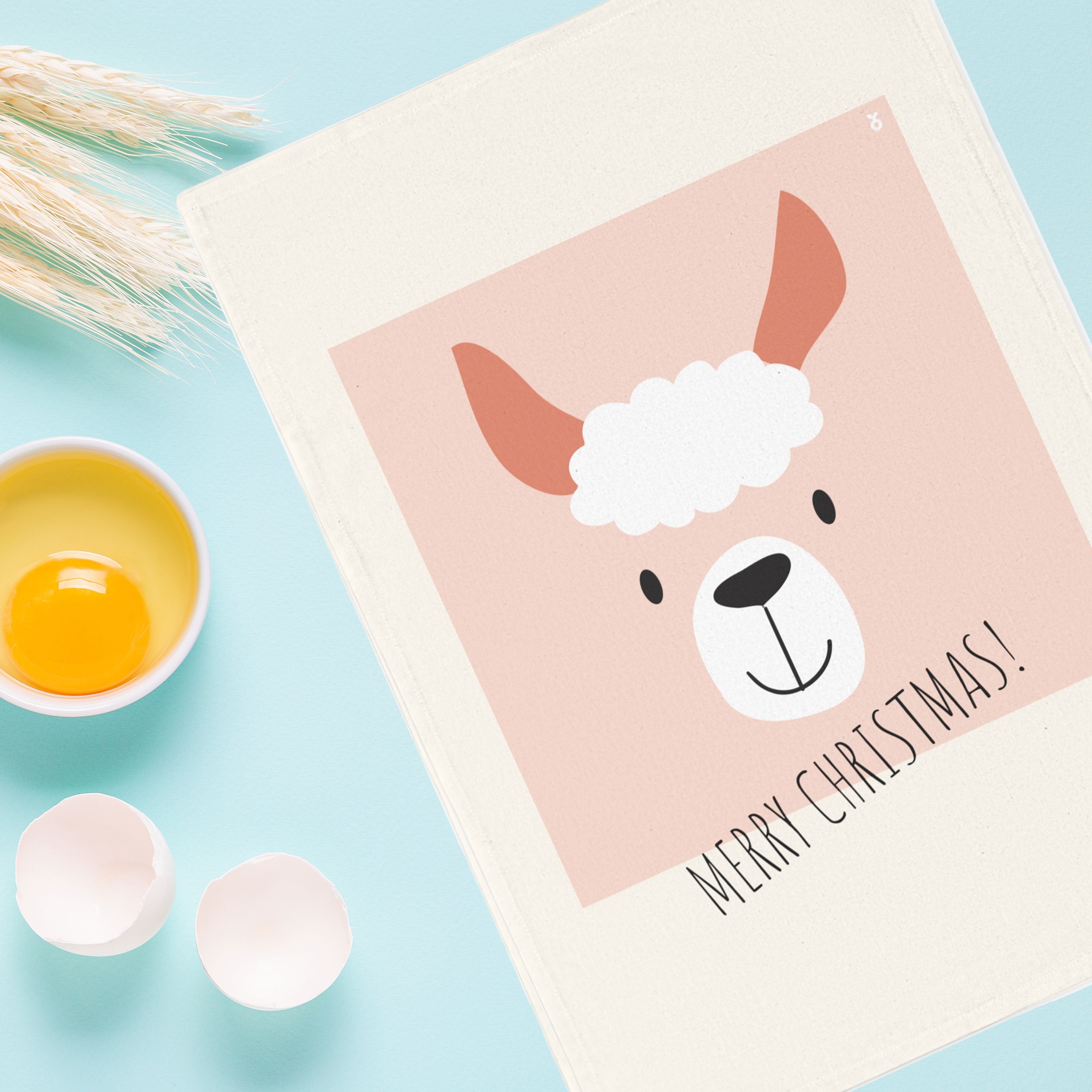 Cute Llama kitchen tea towel for Christmas decoration or as birthday gift. 🎉🥂-0