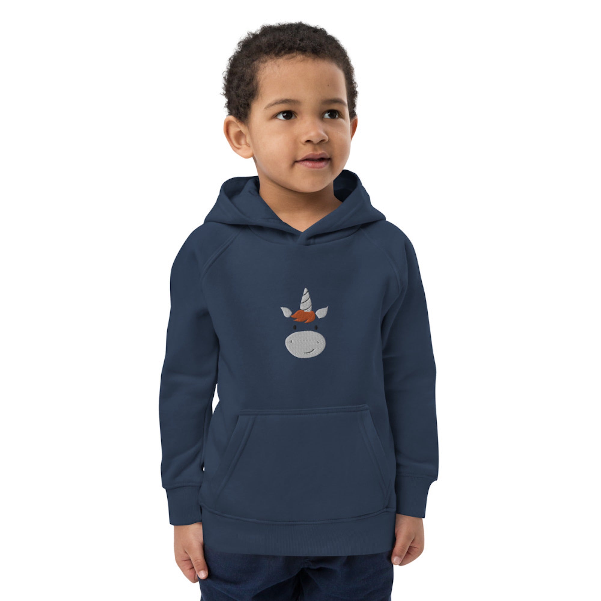 Unicorn Kids Eco Hoodie with cute animals, Organic Cotton pullover for children in black, gift idea for kids, soft hoodie for kids-2