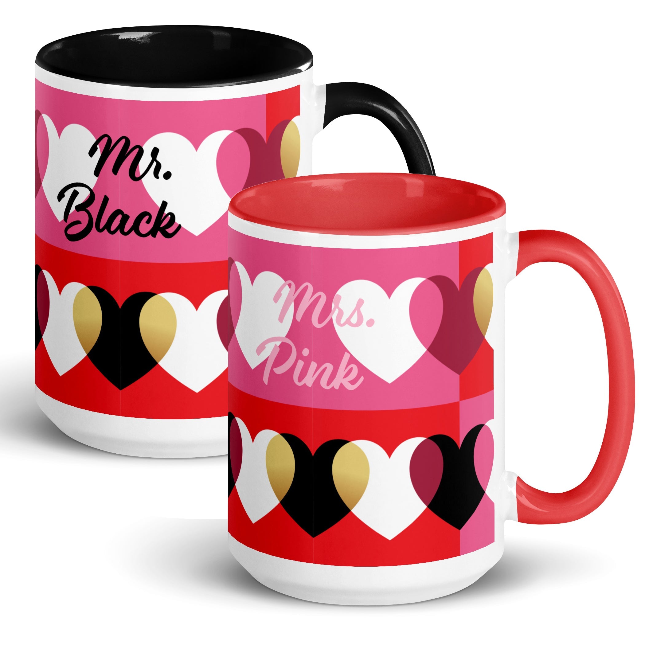 Love Mug set of 2, black and red, Mr. and Mrs, personalised-0