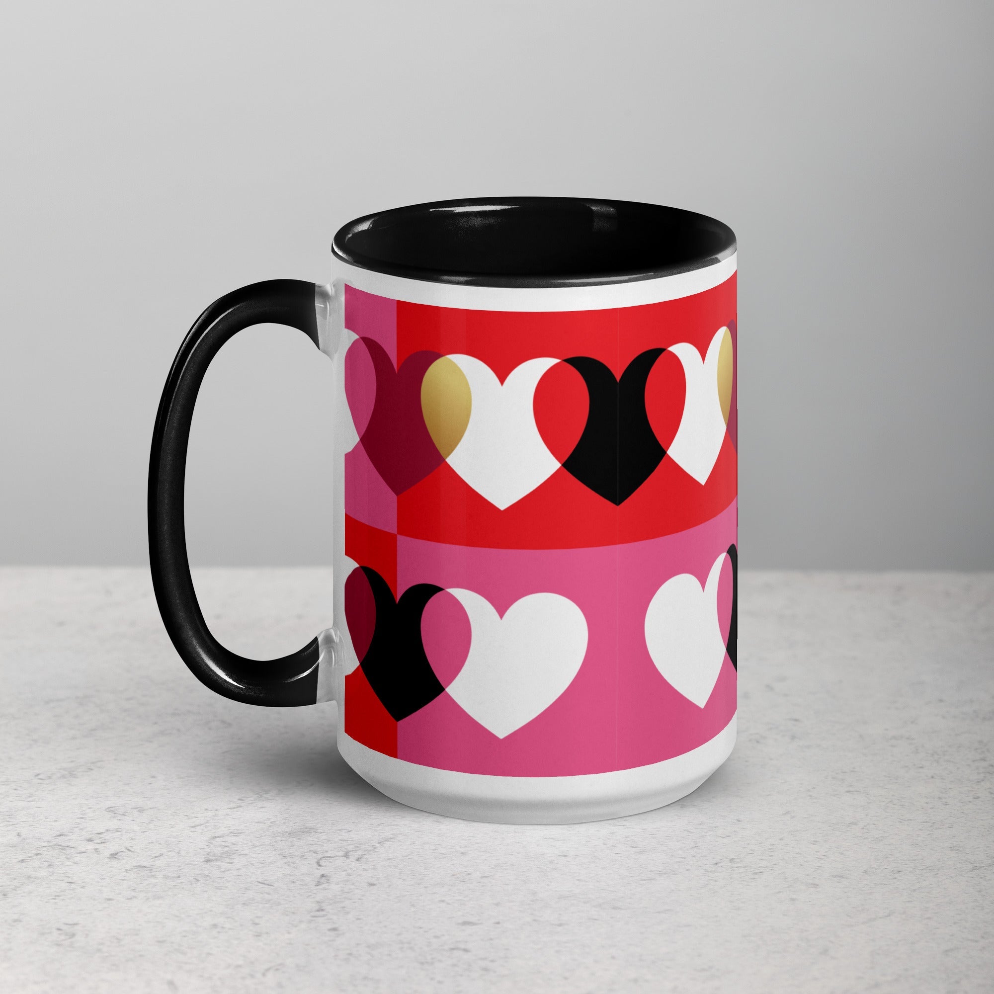 Always & Forever mug with hearts, black, red-2