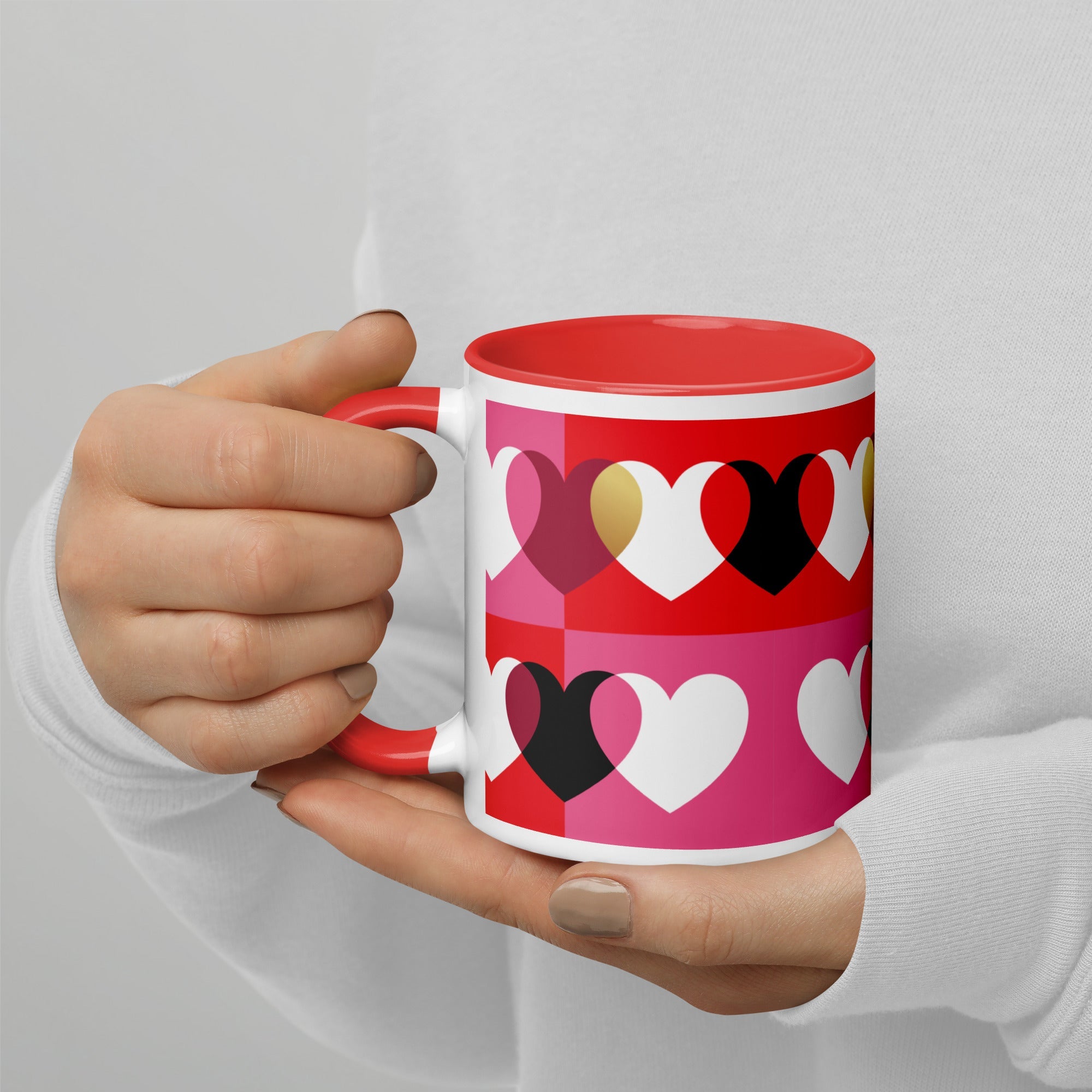 Always & Forever mug with hearts, black, red-3