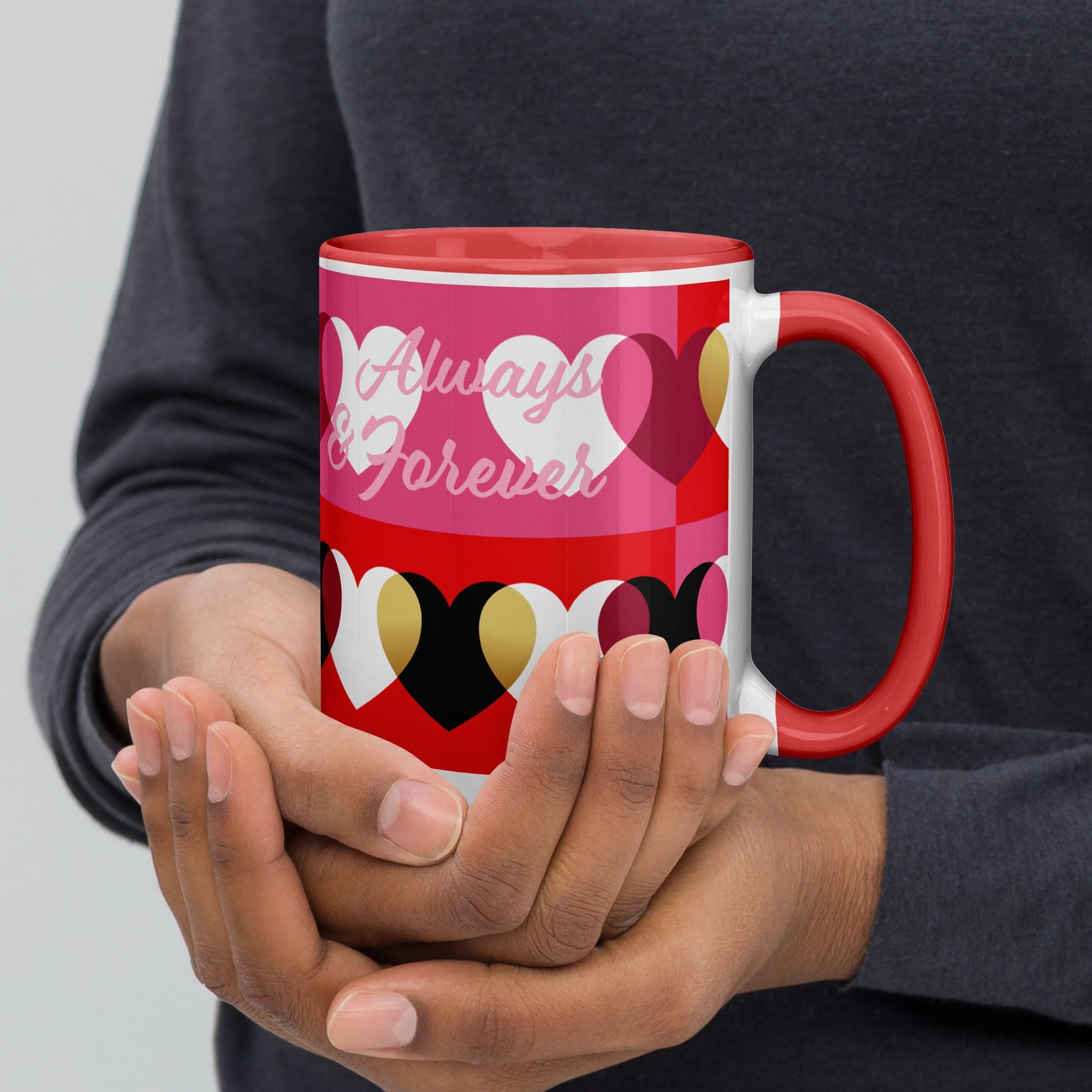 Always & Forever mug with hearts, black, red-9