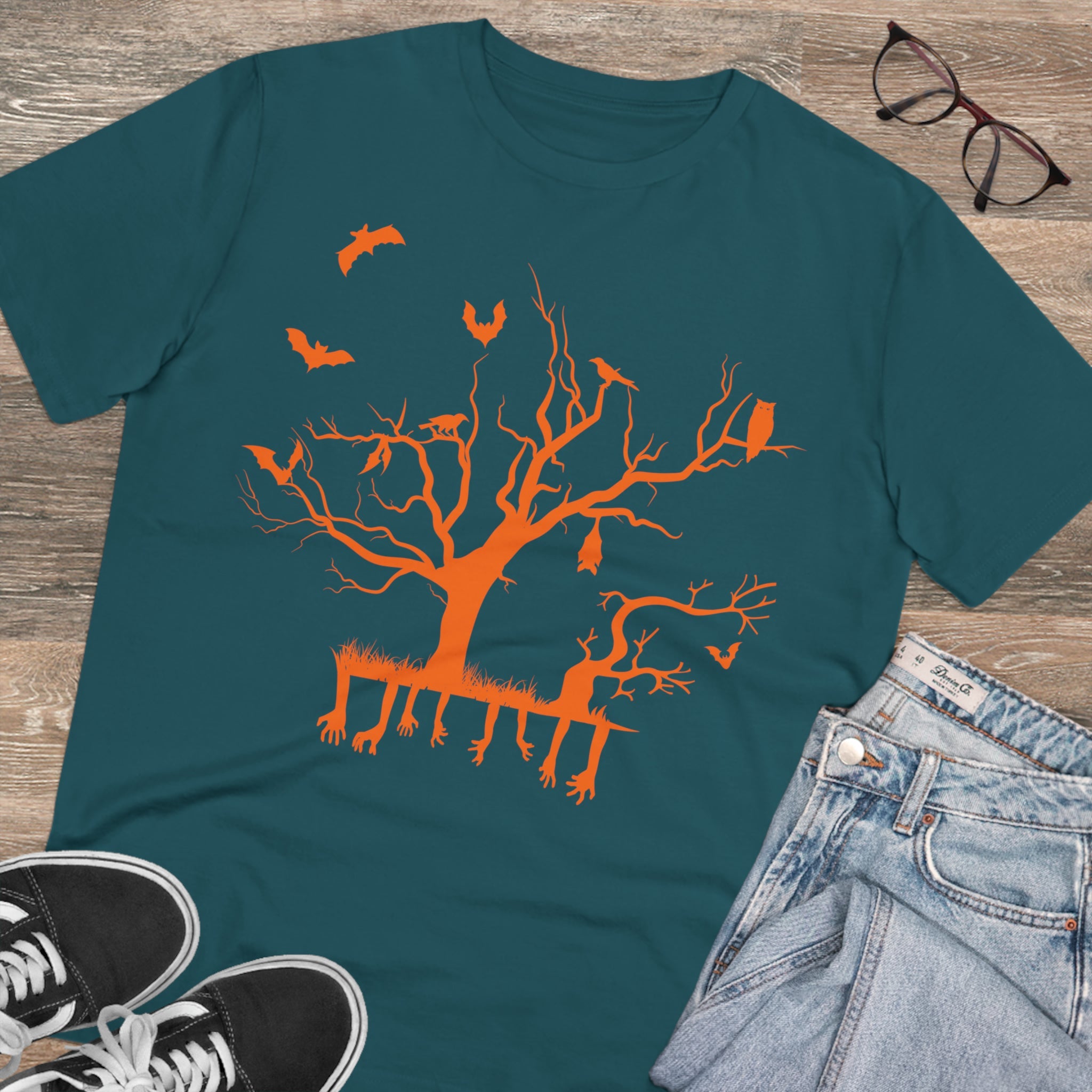 Halloween Branch Orange Organic Creator T-shirt - Unisex-26