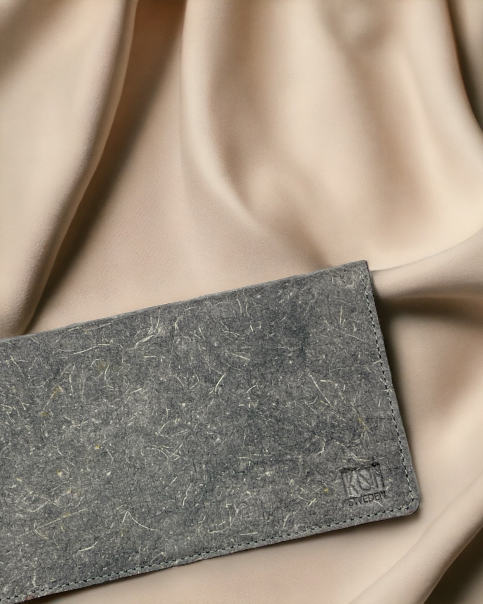 Schmales Portemonnaie aus Kokosnussleder – Beige-3