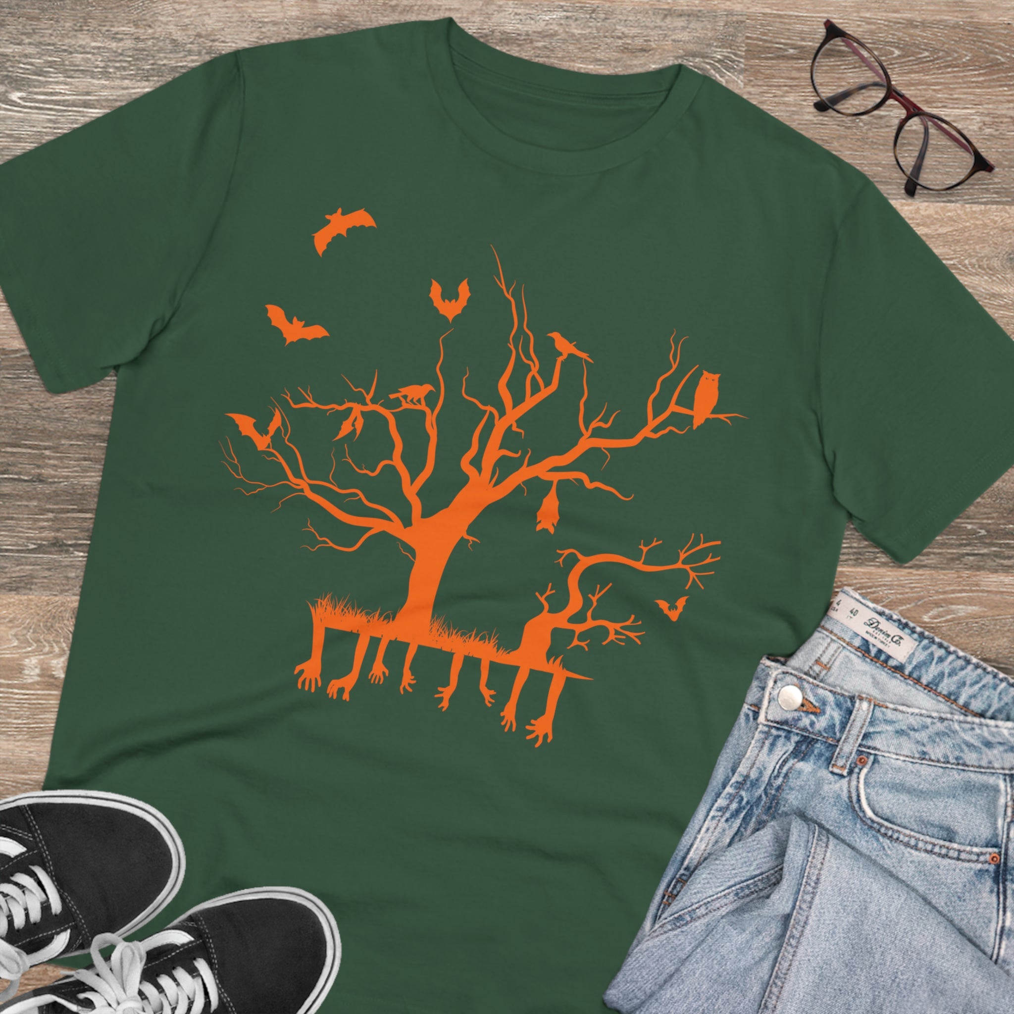 Halloween Branch Orange Organic Creator T-shirt - Unisex-14