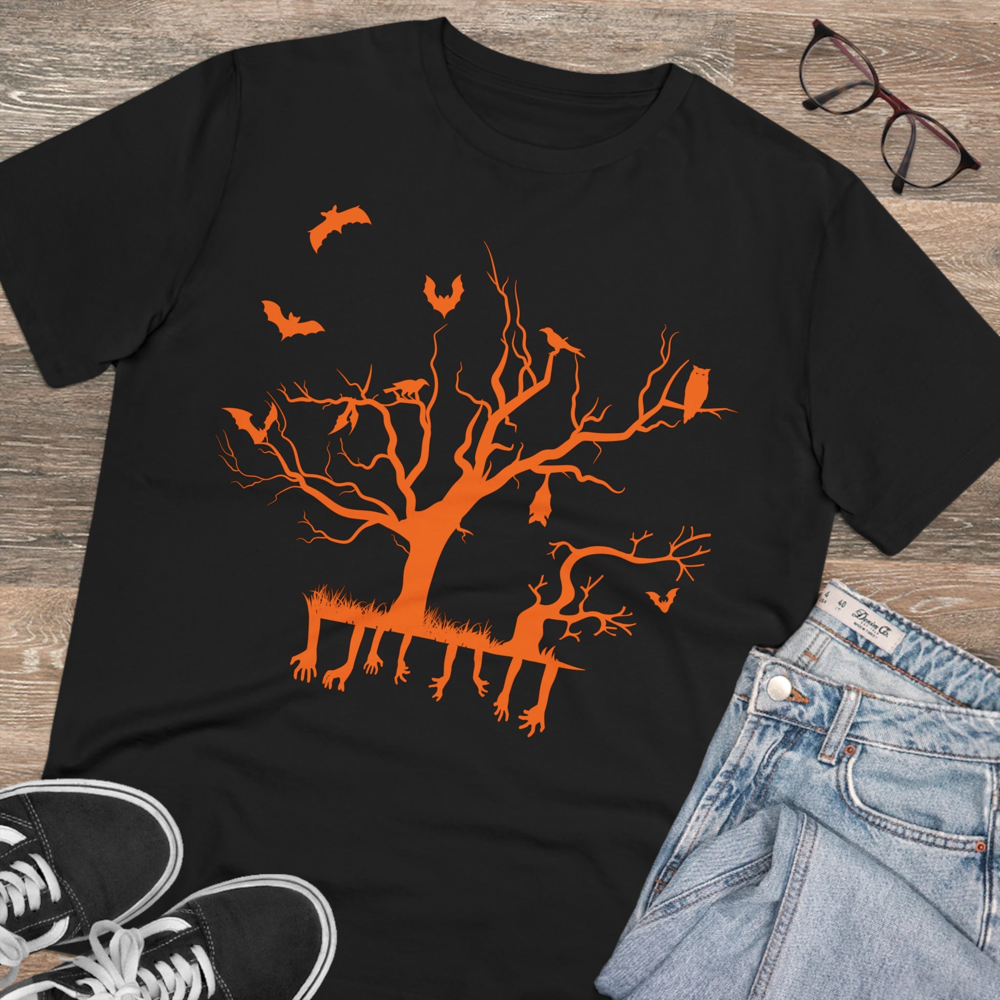 Halloween Branch Orange Organic Creator T-shirt - Unisex-2