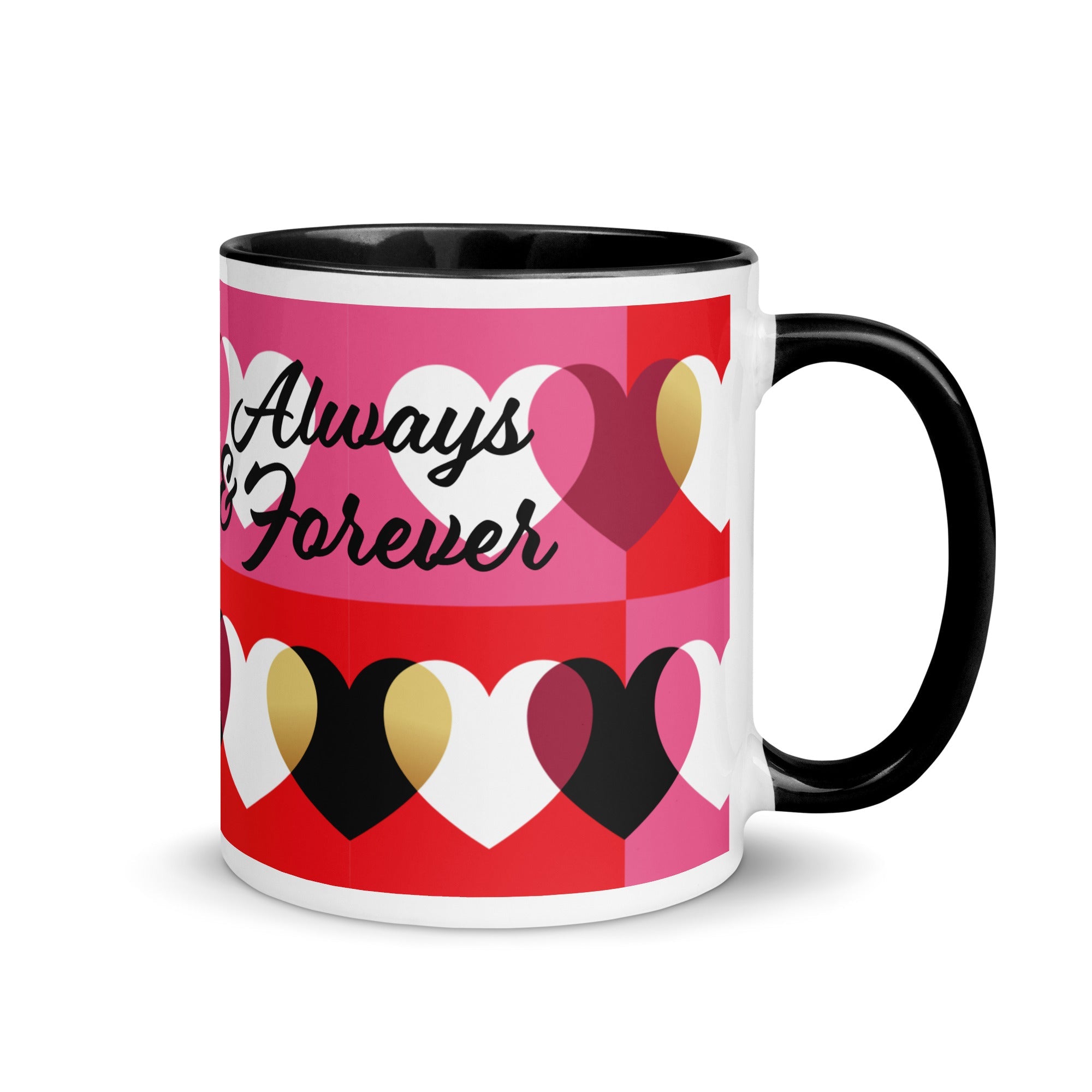 Always & Forever mug with hearts, black, red-10