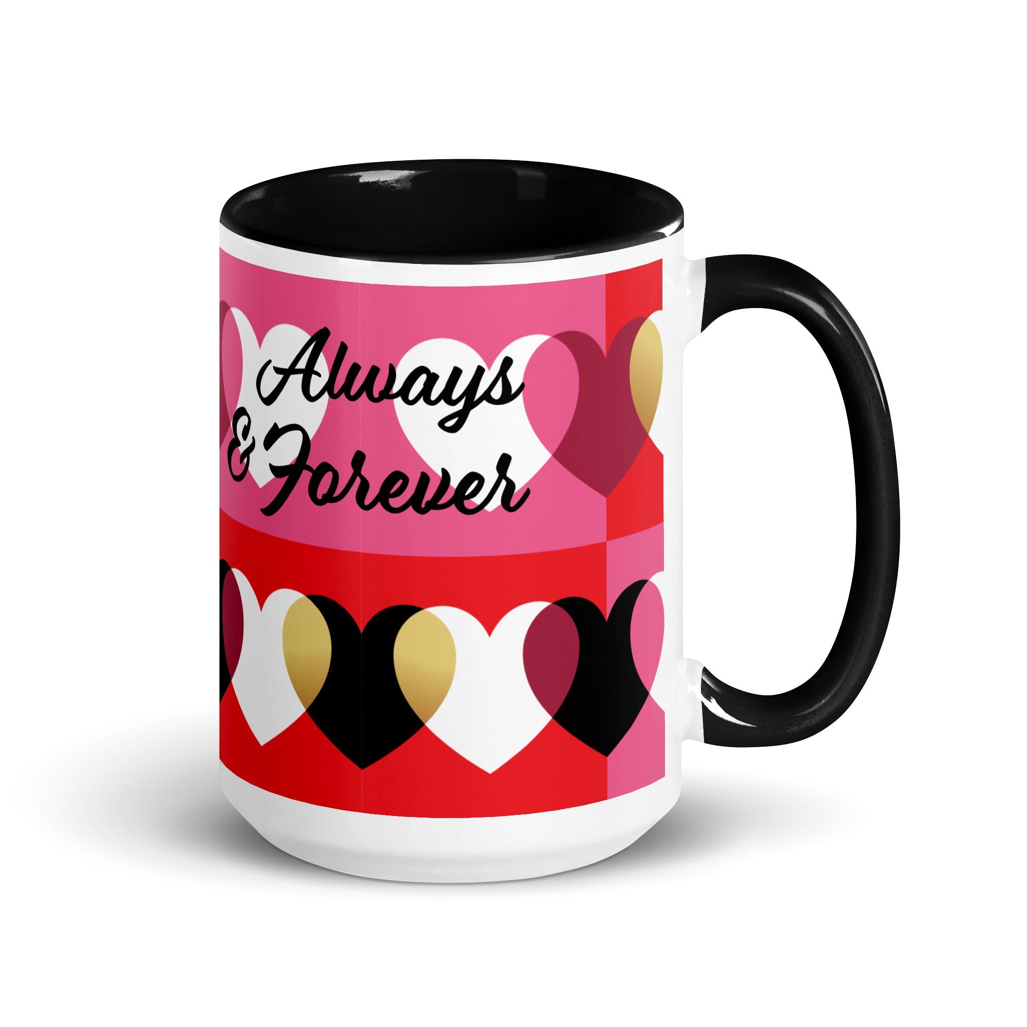 Always & Forever mug with hearts, black, red-11
