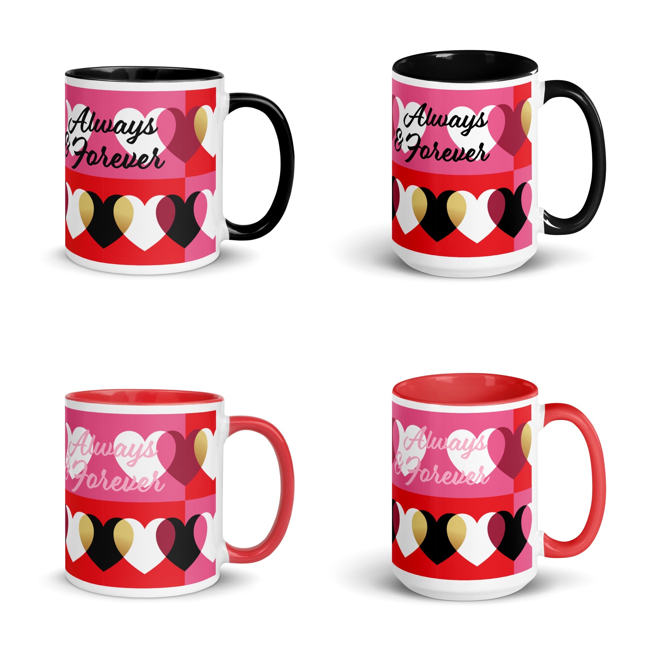 Always & Forever mug with hearts, black, red-5