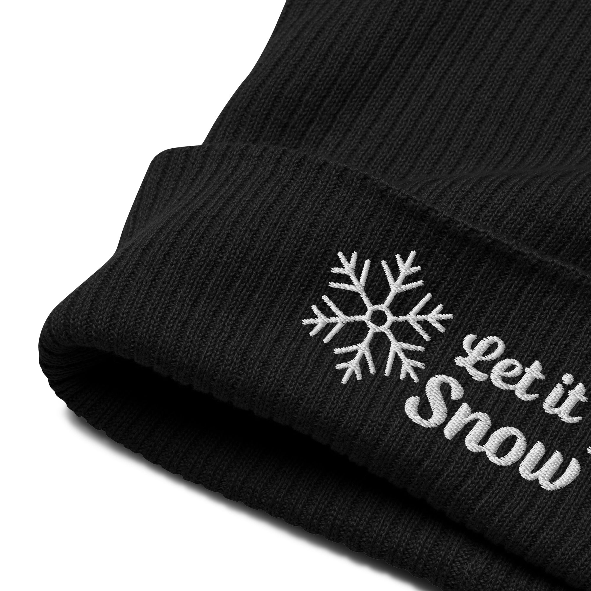Let it snow embroidered organic ribbed beanie - cute gift idea for Christmas, for winter-7