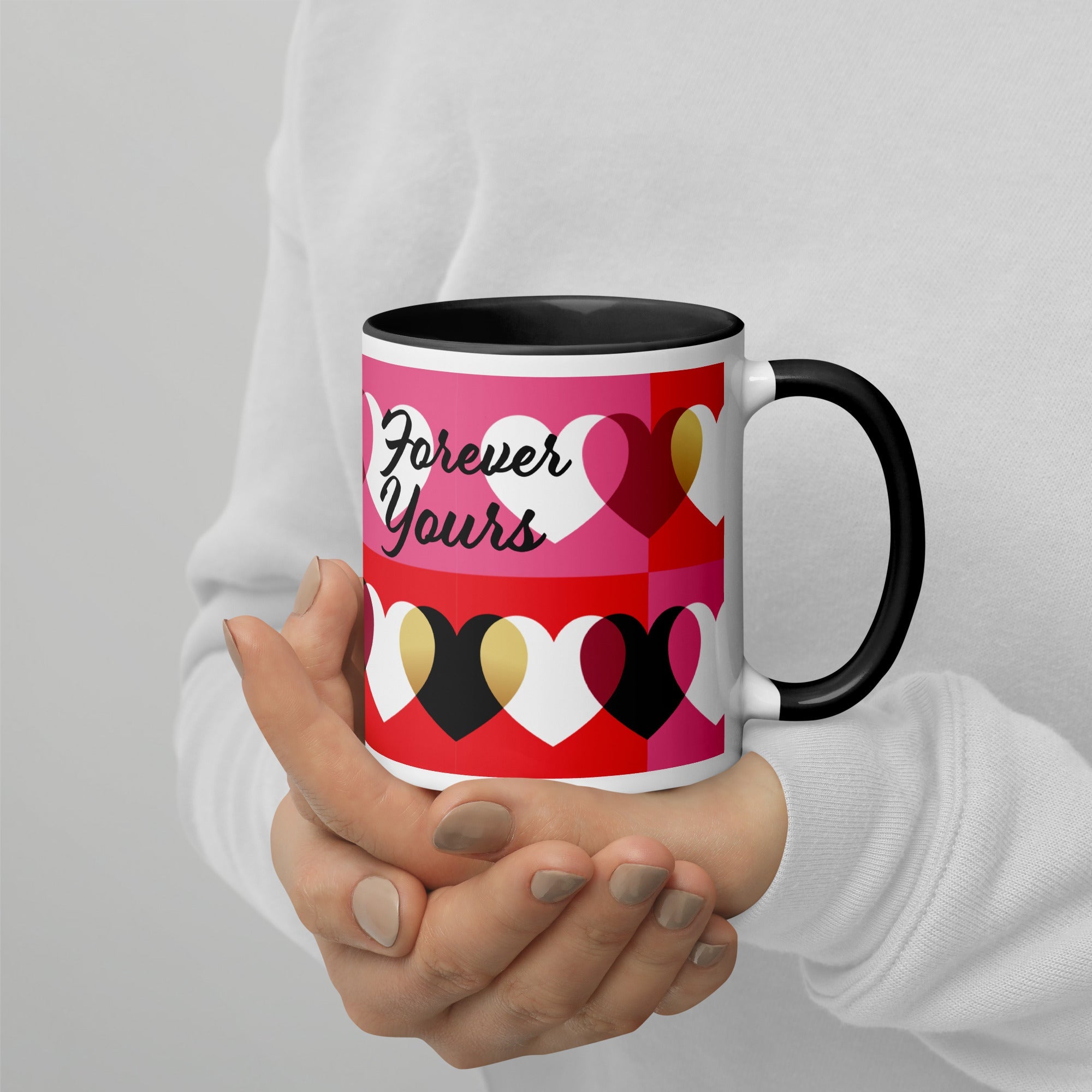 Always & Forever mug with hearts, black, red-12