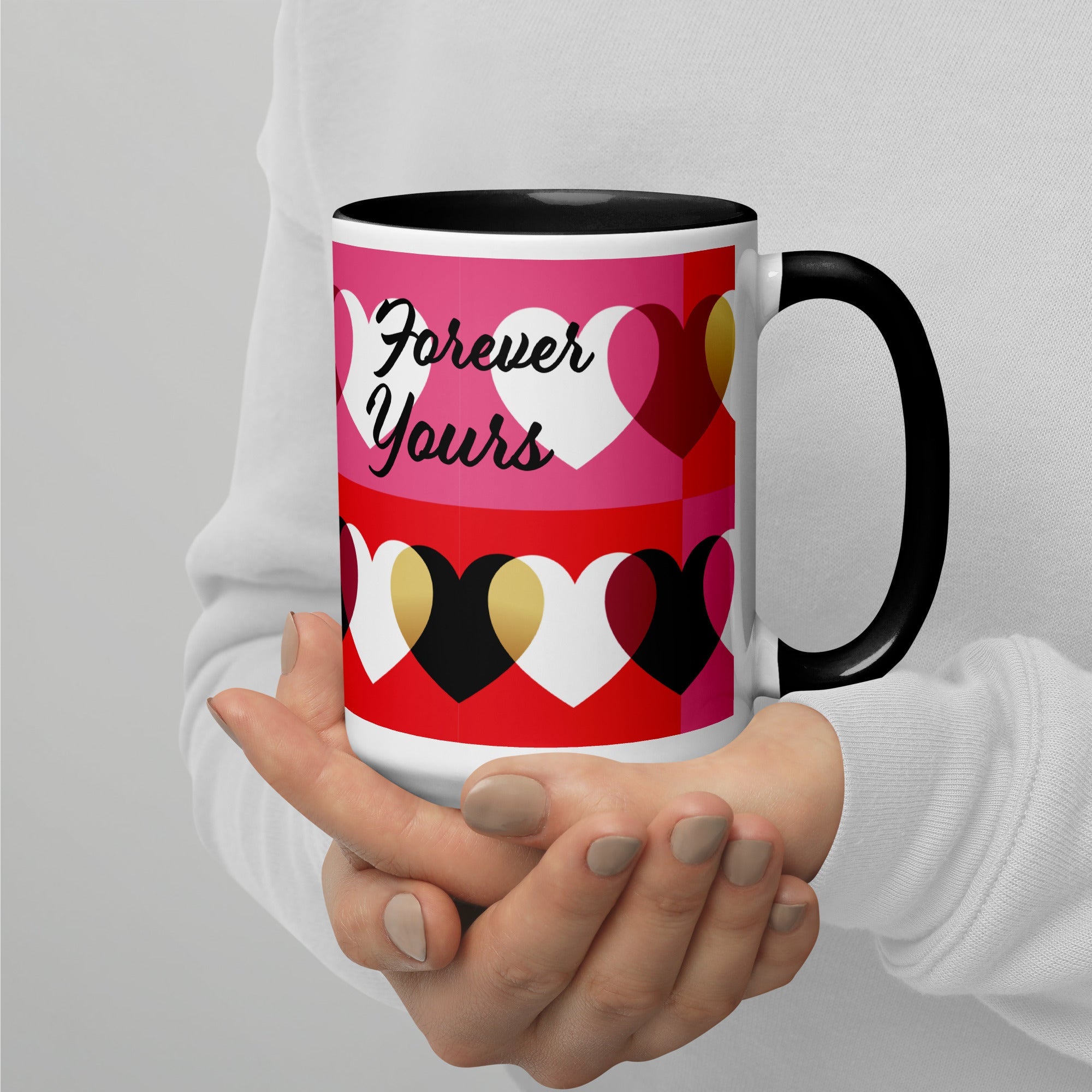 Always & Forever mug with hearts, black, red-13