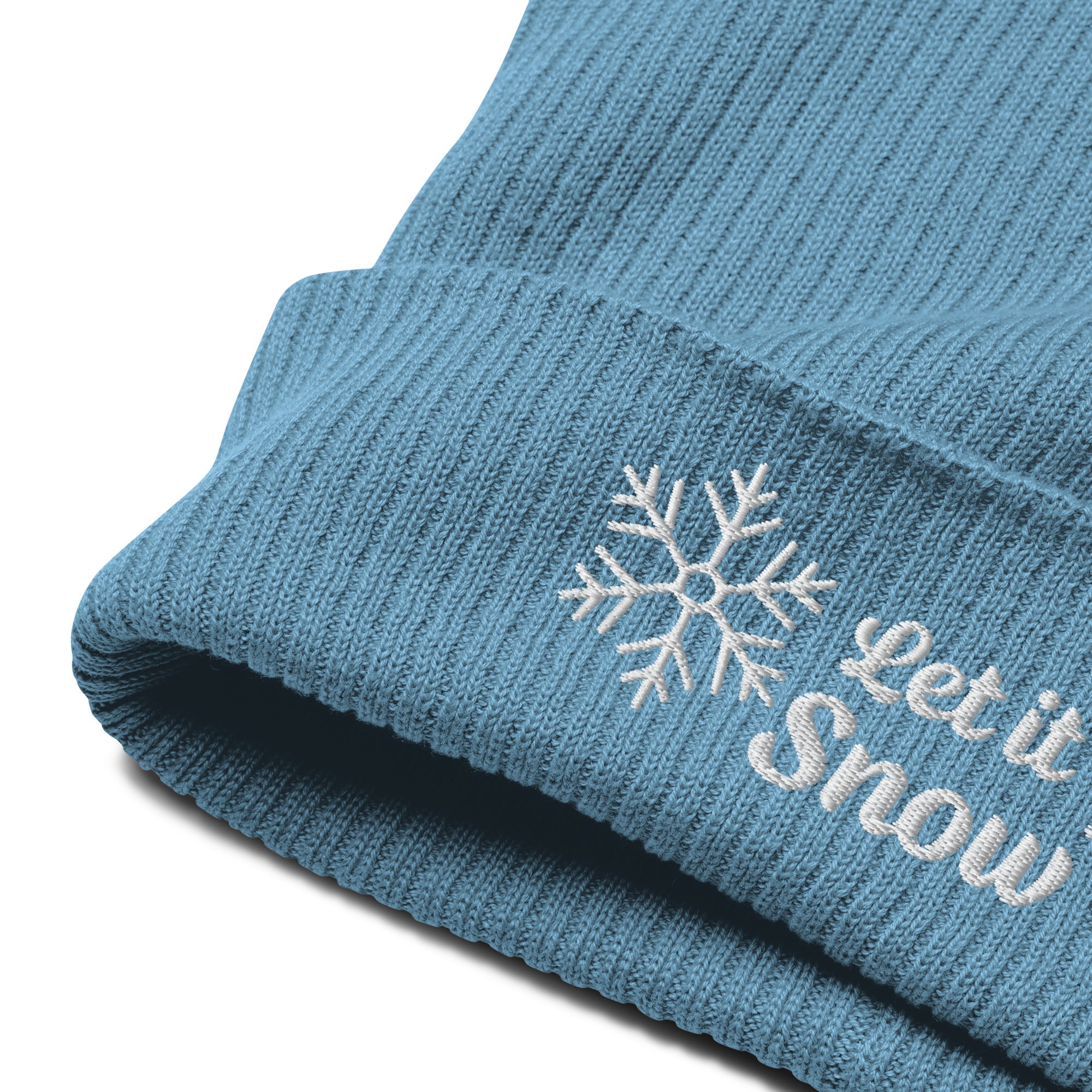 Let it snow embroidered organic ribbed beanie - cute gift idea for Christmas, for winter-17