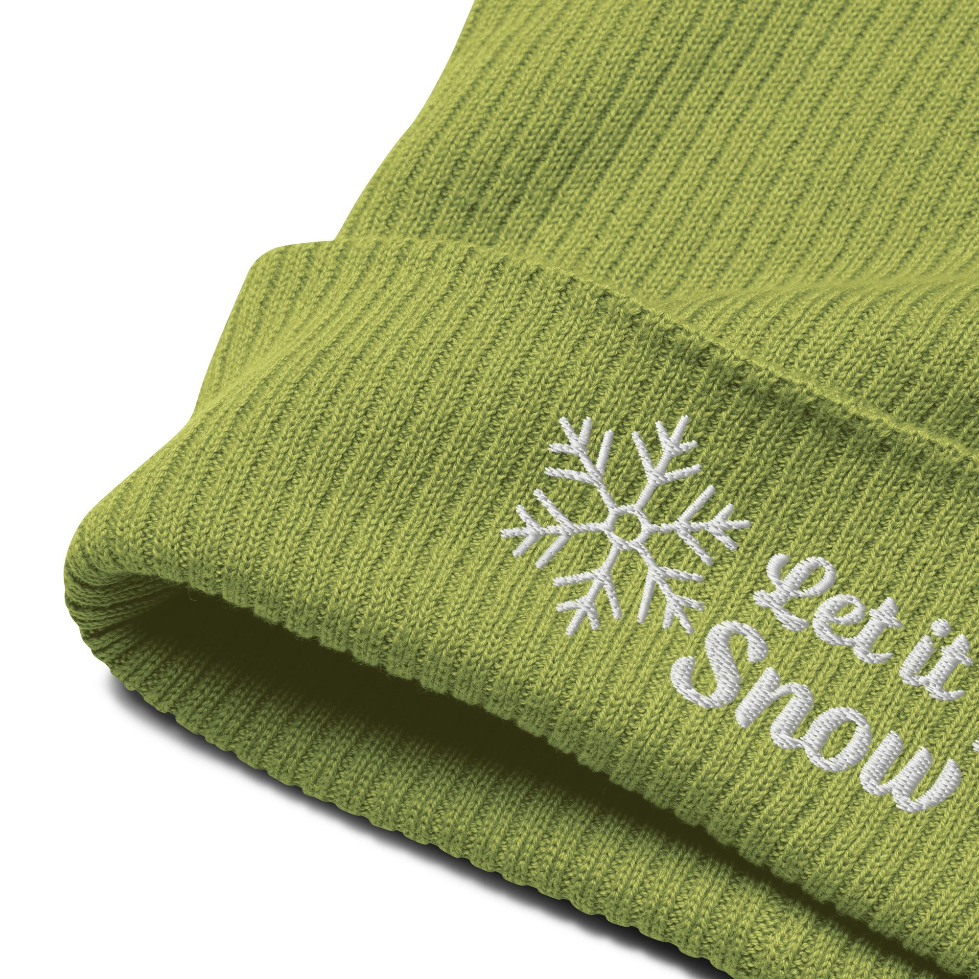 Let it snow embroidered organic ribbed beanie - cute gift idea for Christmas, for winter-22