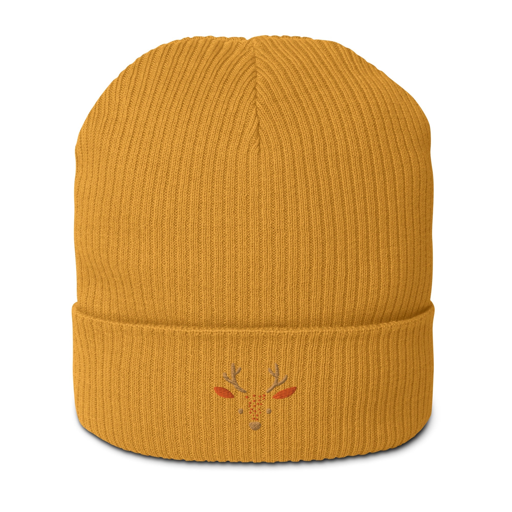 Cute deer embroidered organic ribbed beanie-19