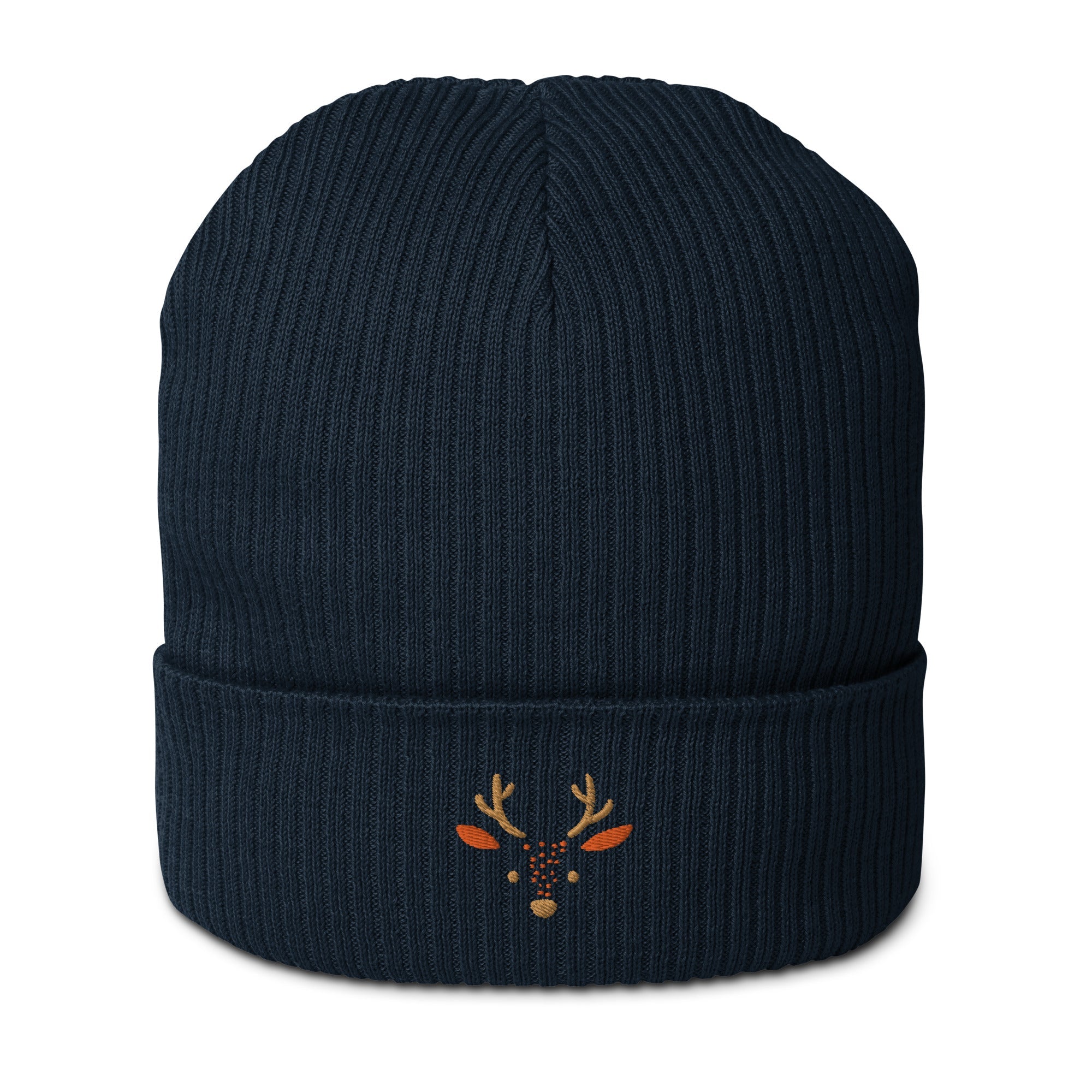 Cute deer embroidered organic ribbed beanie-20