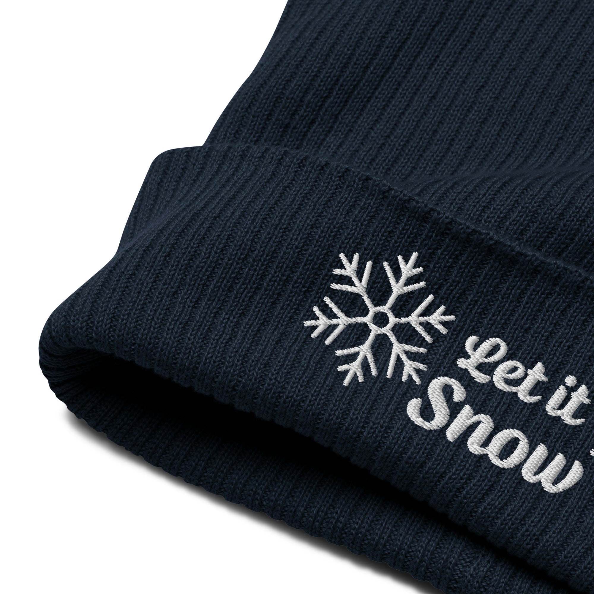 Let it snow embroidered organic ribbed beanie - cute gift idea for Christmas, for winter-32
