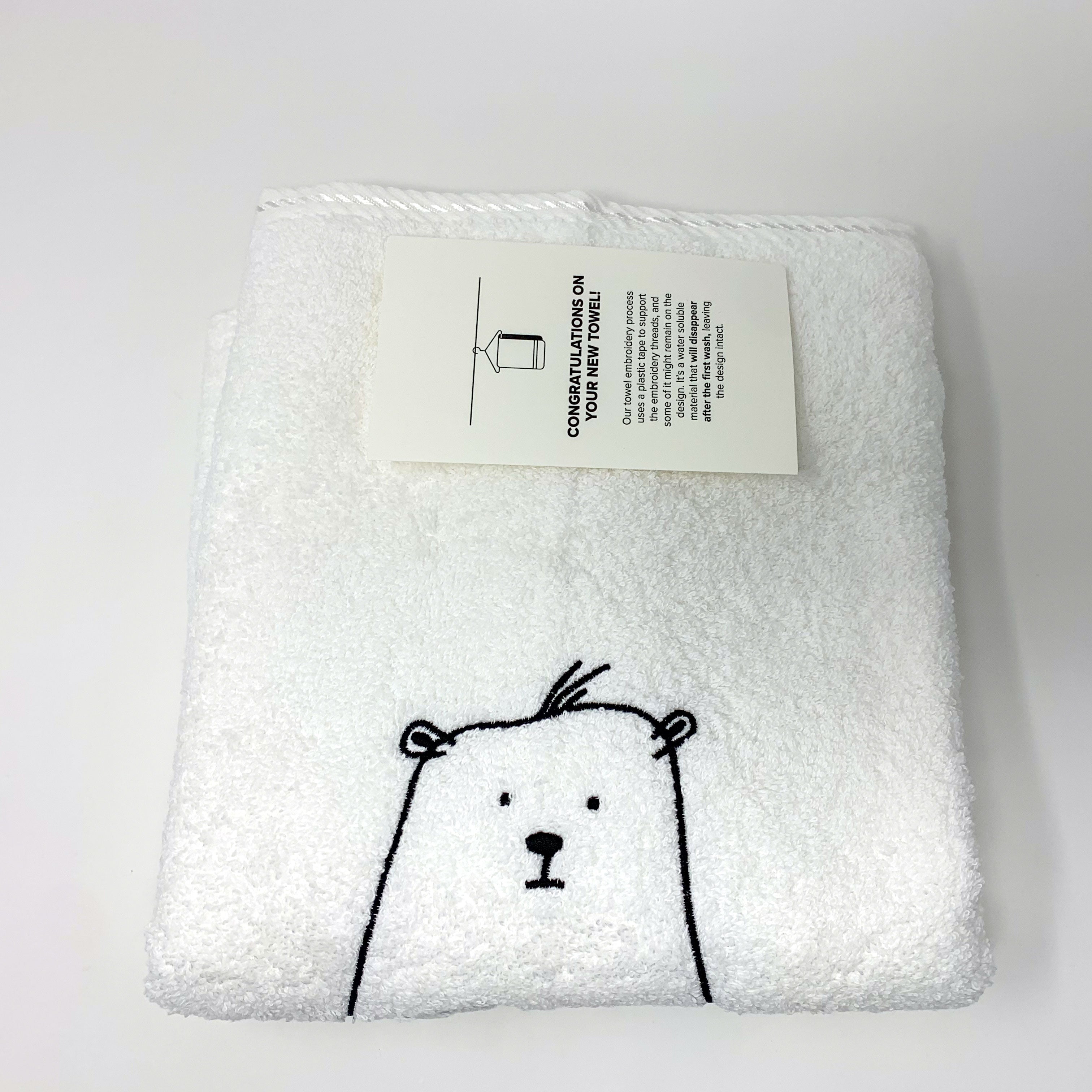 Cute bear Turkish cotton towel cute gift idea eco-friendly bath, hand towels white, creme grey black gift idea for families with kids-1