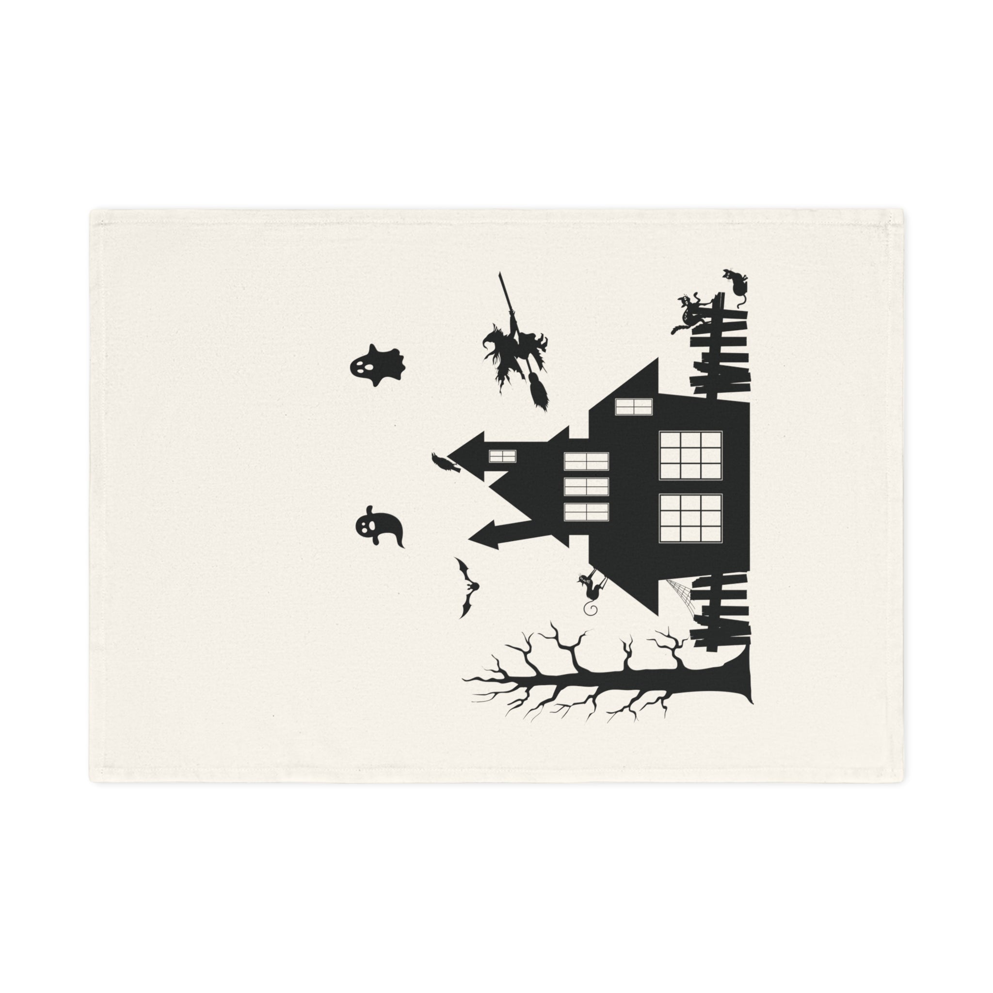 Ghost House Scary Halloween Organic Cotton Tea Towel, 50 x 70 cm, eco-friendly kitchen towel, bathroom hand towel-1