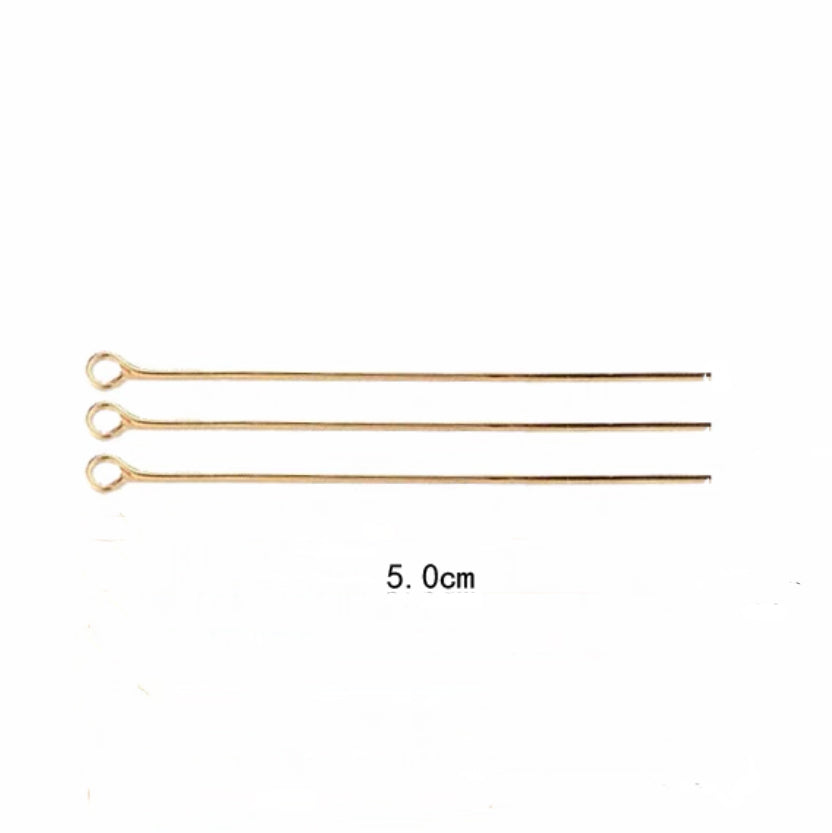 DIY-Bedarf – 5 cm Ösennadeln (8 Stück, Gold/Silber) - DIY supply - 5cm eye pins (8 pieces, gold/silver)-0