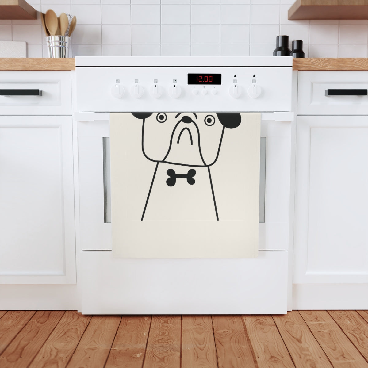 Bulldog Cotton Geschirrtuch, 50 x 70 cm, Bio-Baumwolle, umweltfreundliches Hunde-Küchentuch, Badezimmerhandtuch mit Welpen-4