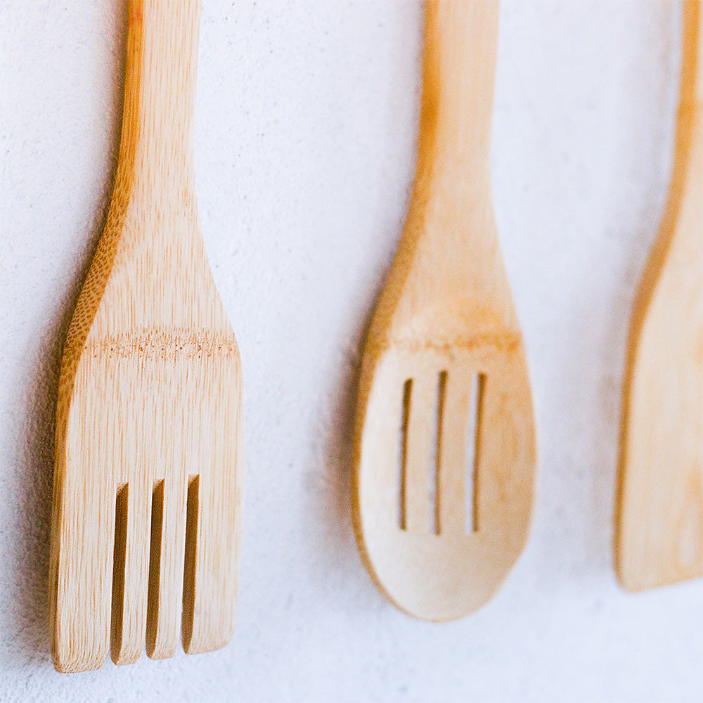 Wooden Kitchen Utensil Set of 6 | Bamboo Cooking Tools-4