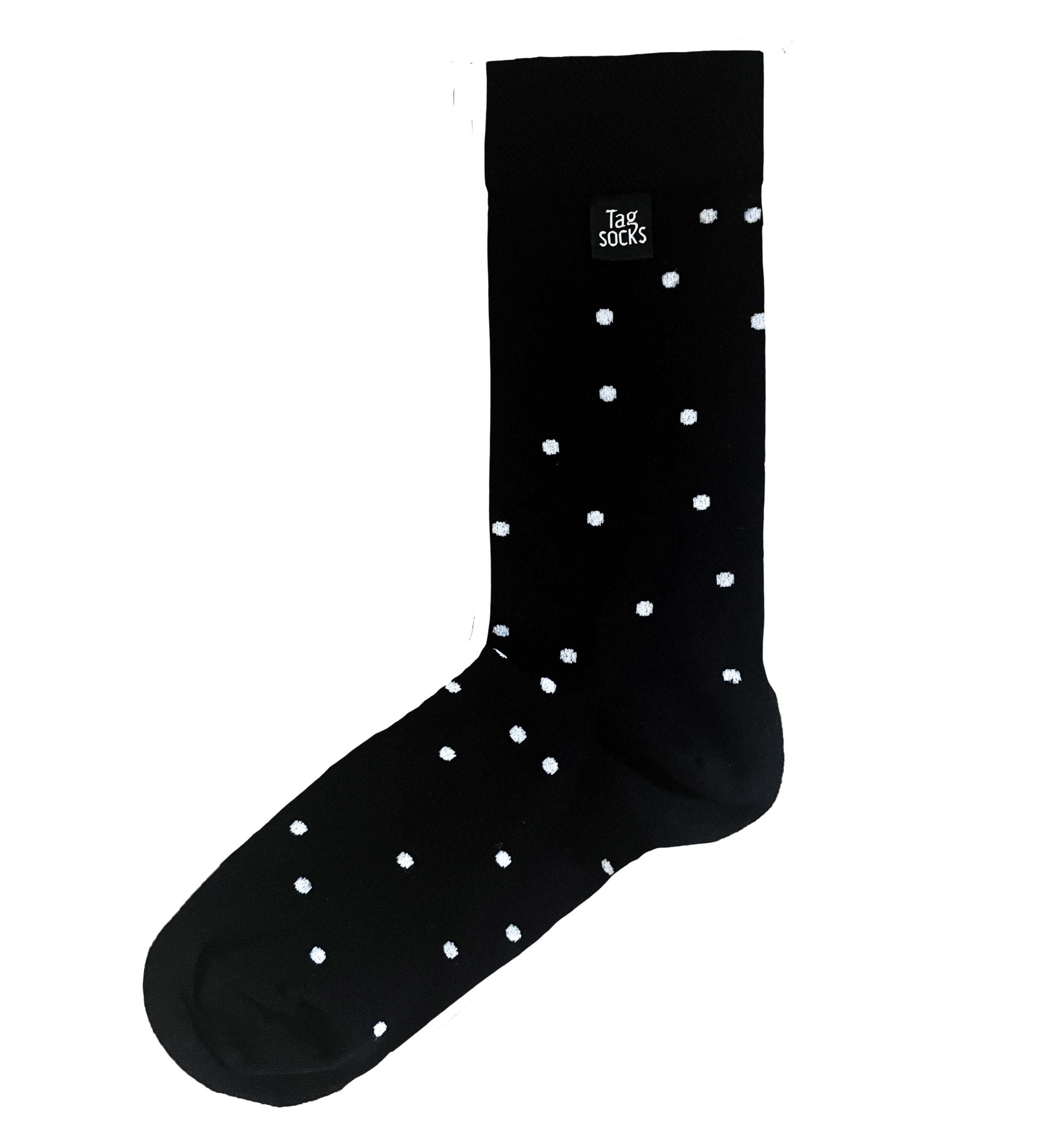 Black sock with white dots from Tag Socks