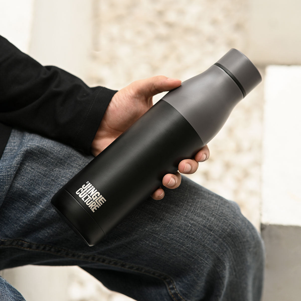Reusable Stainless Steel Water Bottle (Matt Effect Black)-2