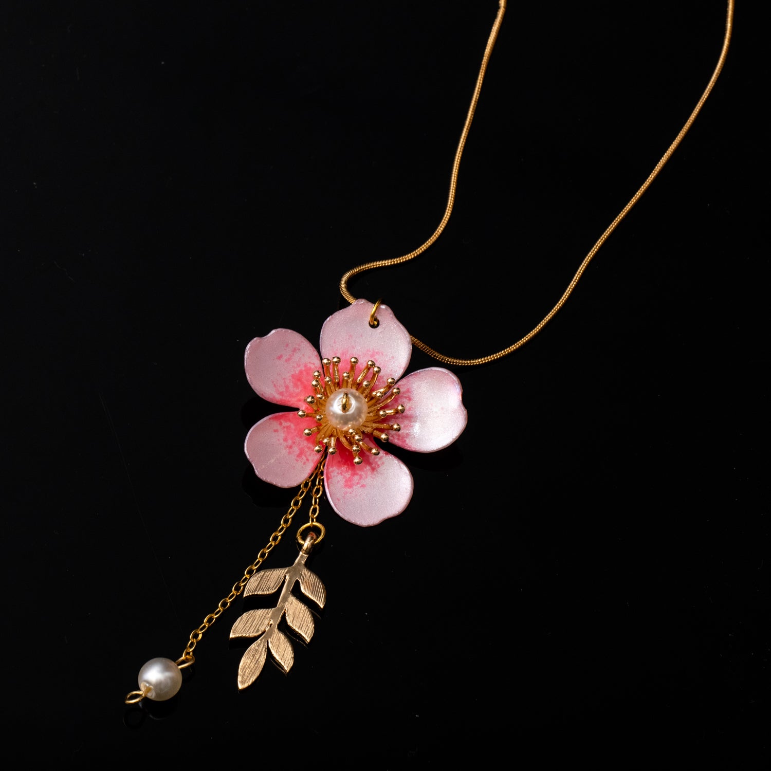 Kirschblüten-Sakura-Frühlingstropfen-Halskette - Cherry Blossom Sakura Spring Drop Necklace-2