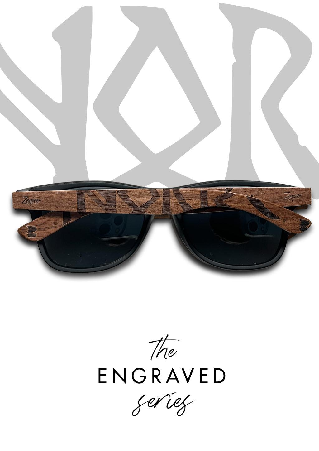 Eyewood | Engraved wooden sunglasses - Viking Runes - Norway-1