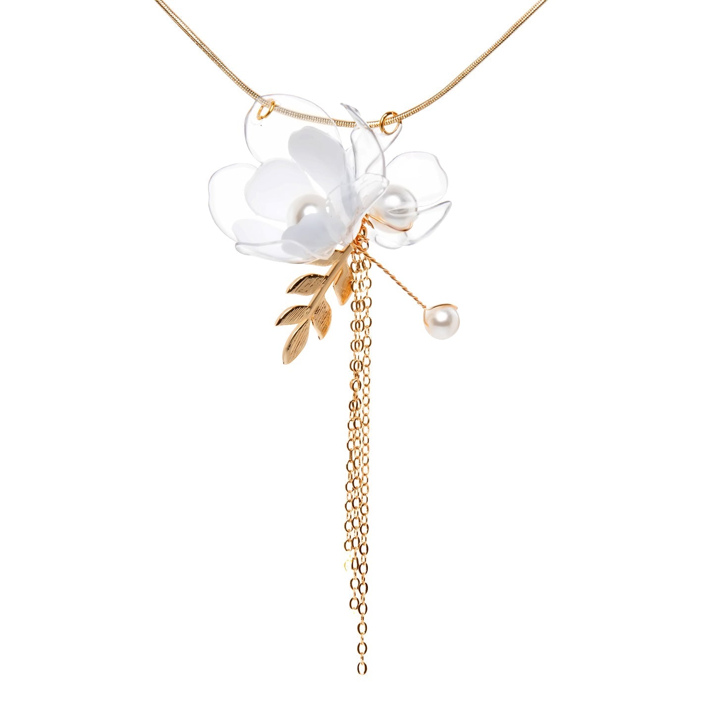 Blumen-Tropfen-Halskette - Jasmine Triple-Flower Drop Necklace-0