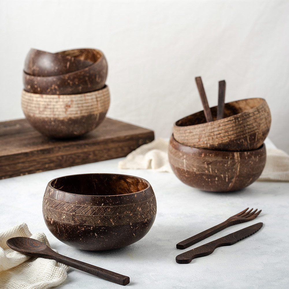 Eco-friendly Coconut Bowls & Spoons Set of 4-4