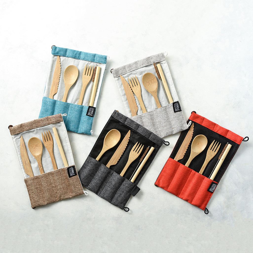 Bamboo Cutlery Set (Dark grey bag)-8