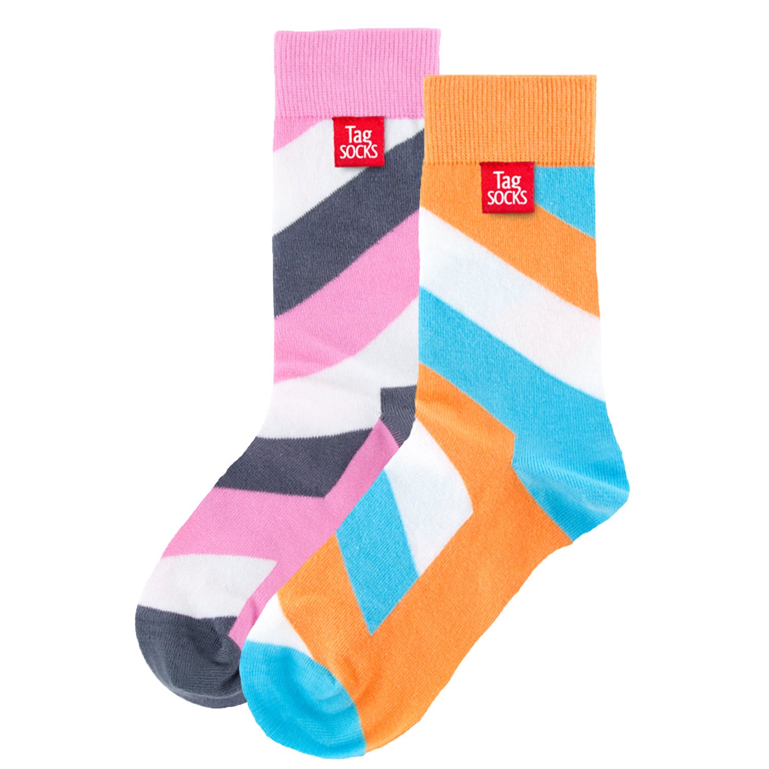 Orange and pink socks from Tag Socks