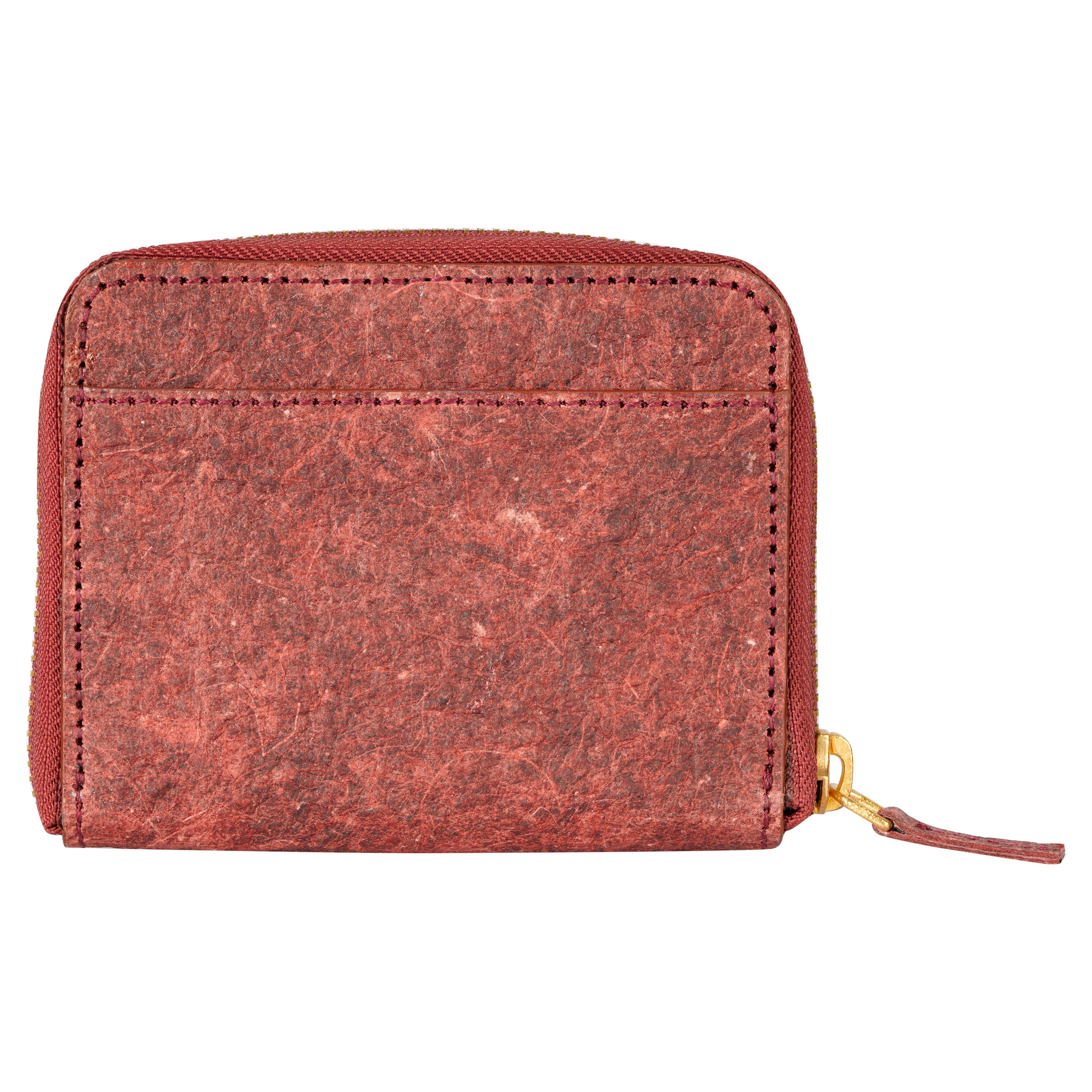 Coconut Leather Zip Pouch - Wine Red-2