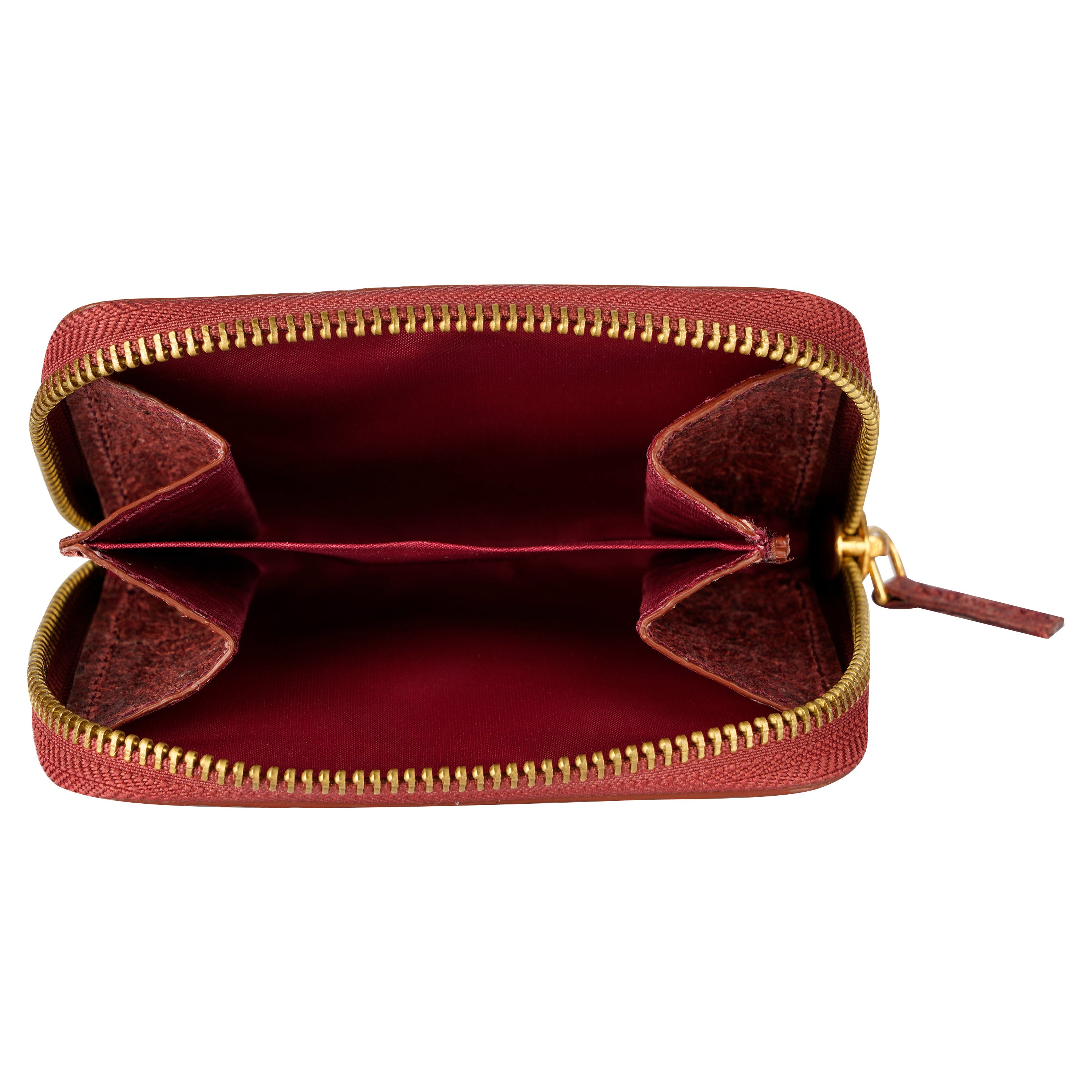 Coconut Leather Zip Pouch - Wine Red-3