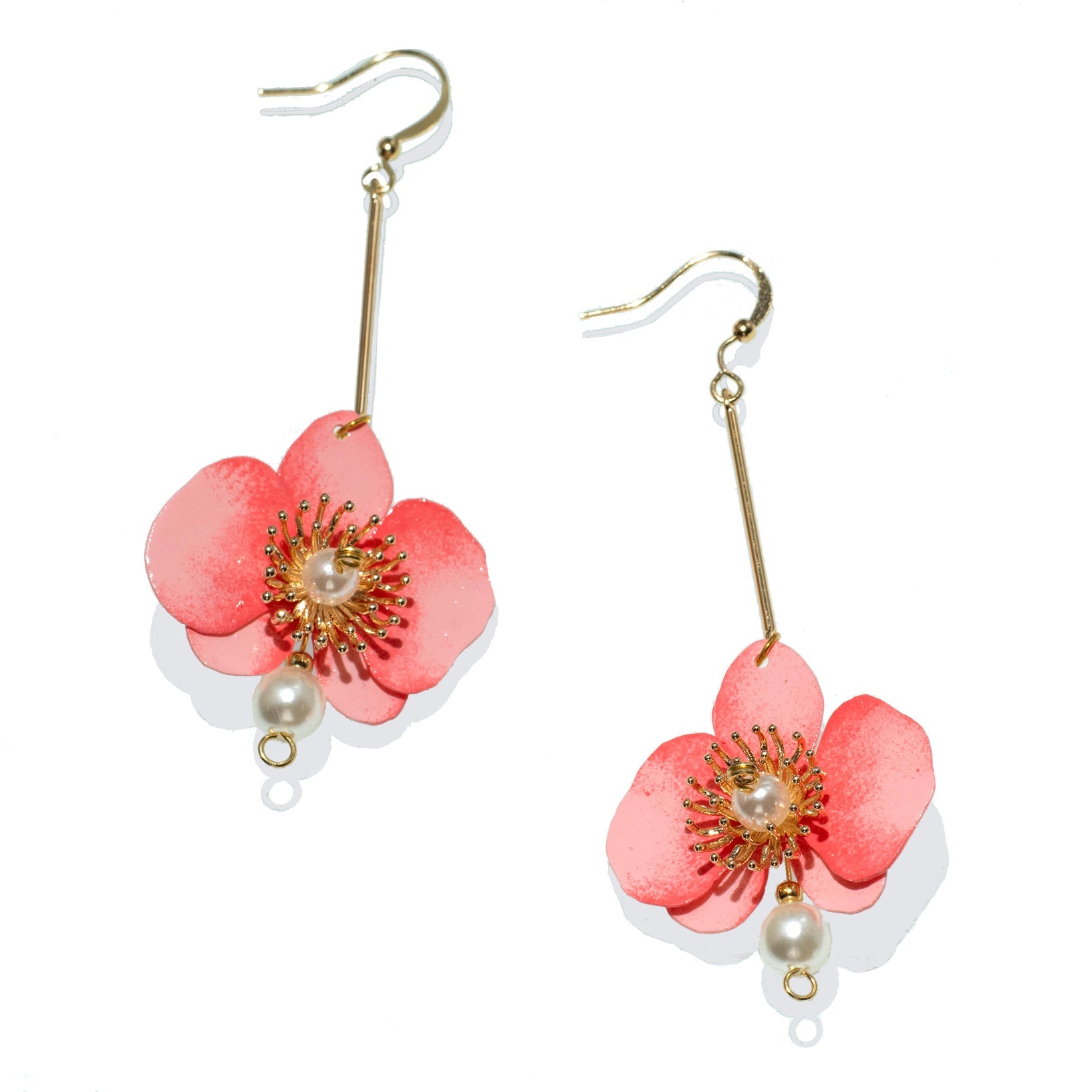Schmetterling-Orchideen-Perlenohrringe – Rosa - Butterfly Orchid Pearl Earrings - Pink-0