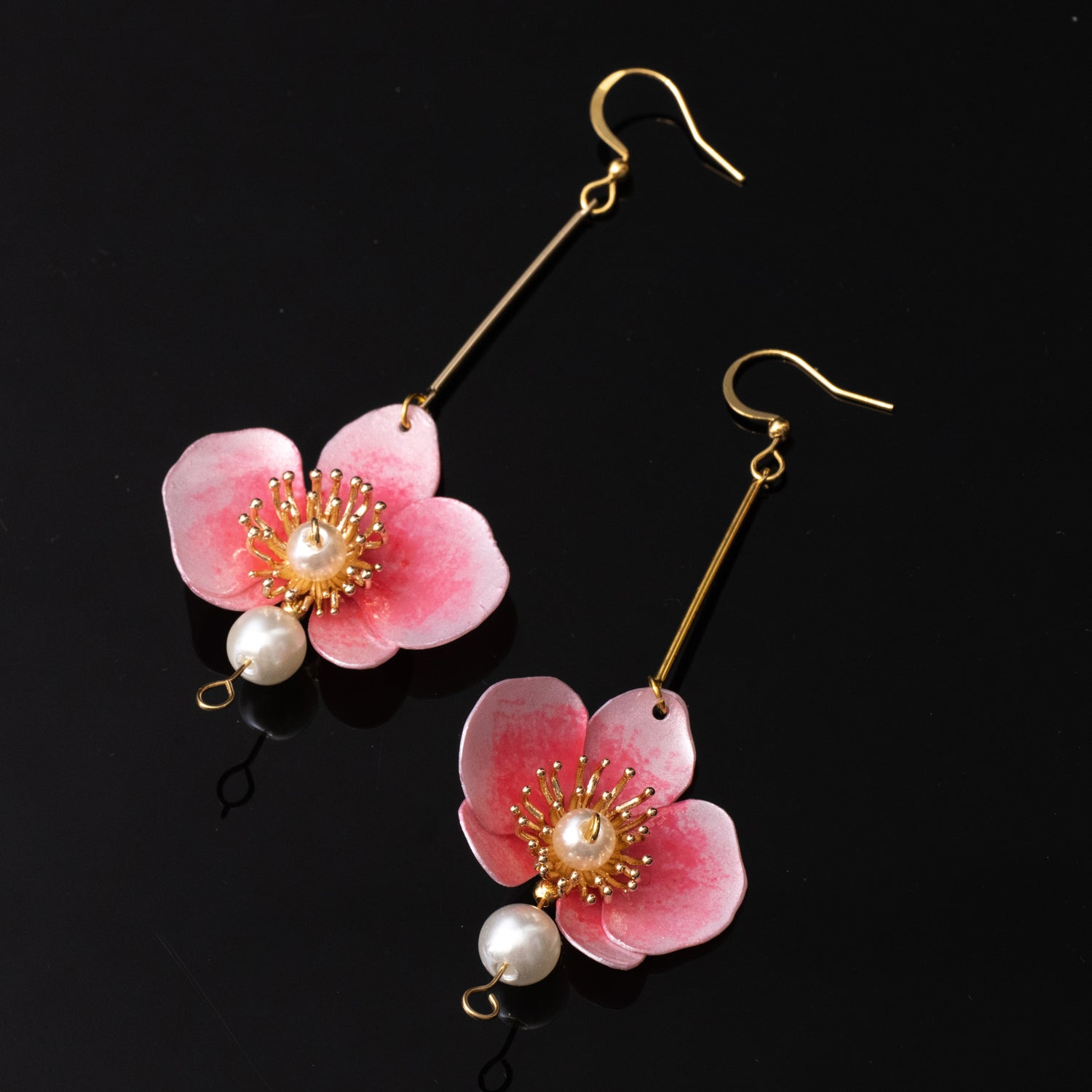Schmetterling-Orchideen-Perlenohrringe – Rosa - Butterfly Orchid Pearl Earrings - Pink-2