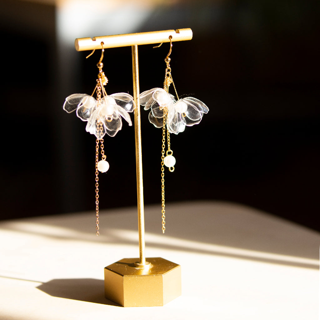 Ohrringe- Clear Triple-flower Drop Earrings-6