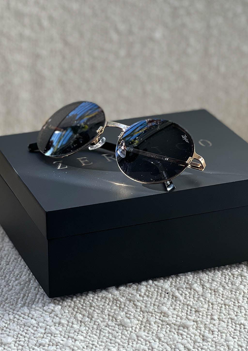Titanium Round Sunglasses - V2 - 24K GOLD Plated-3