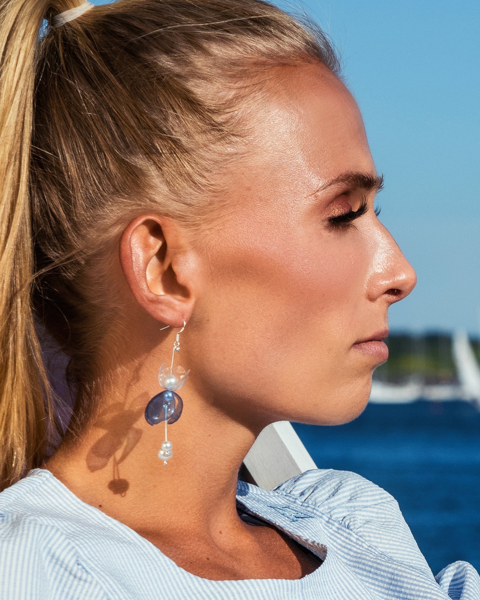 Blaue See-Tropfen-Ohrringe - Blue Lake Drop Earrings-1