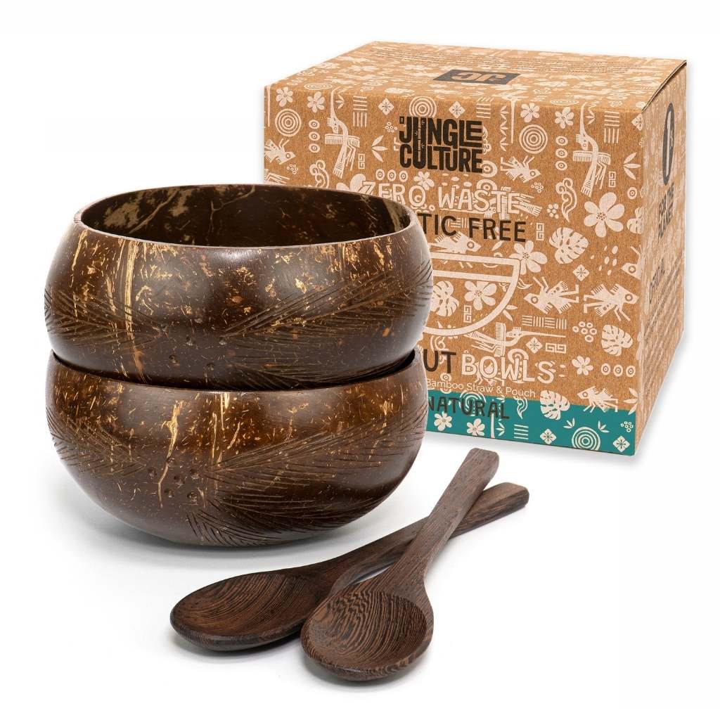 Eco-friendly Coconut Bowls & Spoons Set of 2-15