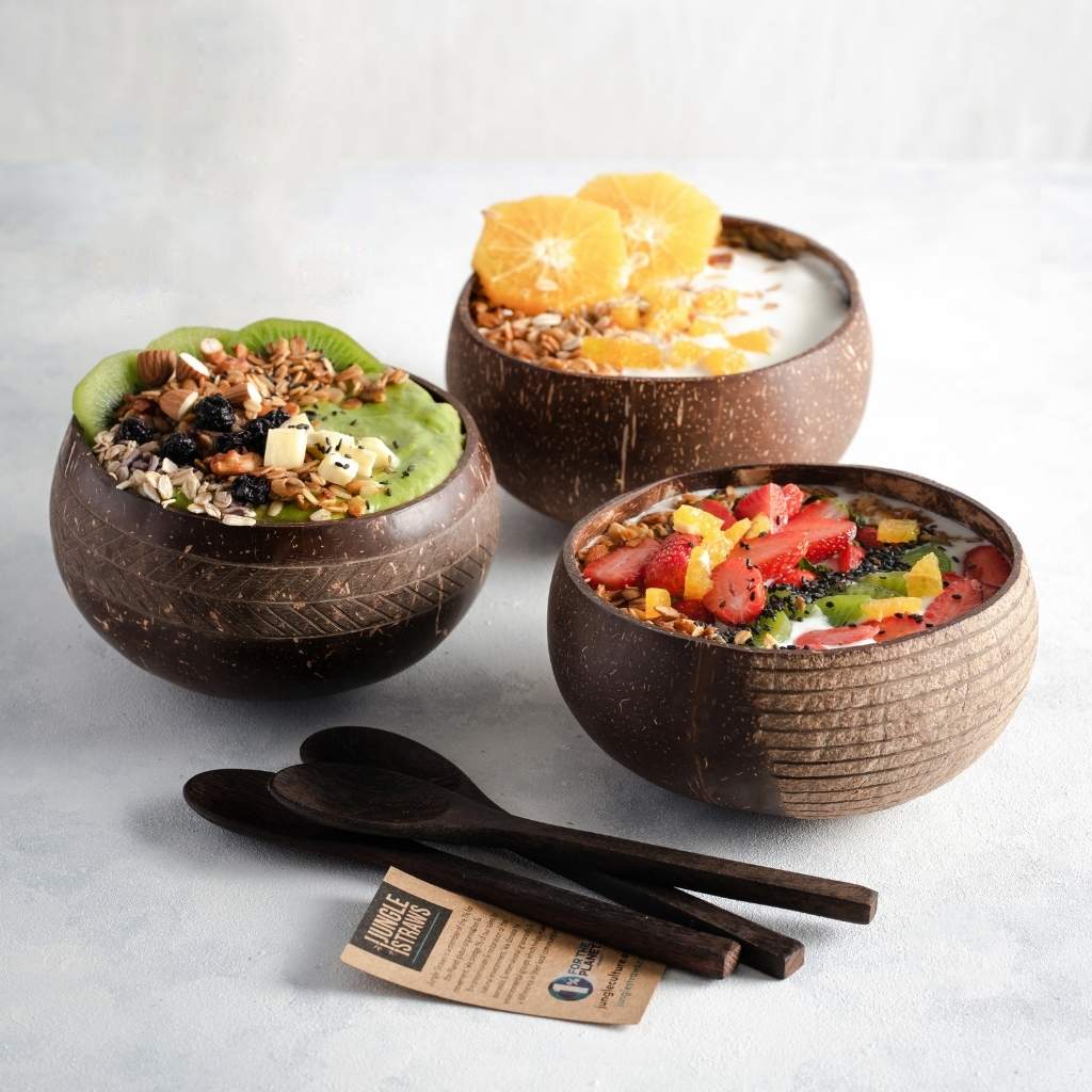 Eco-friendly Coconut Bowls & Spoons Set of 2-1