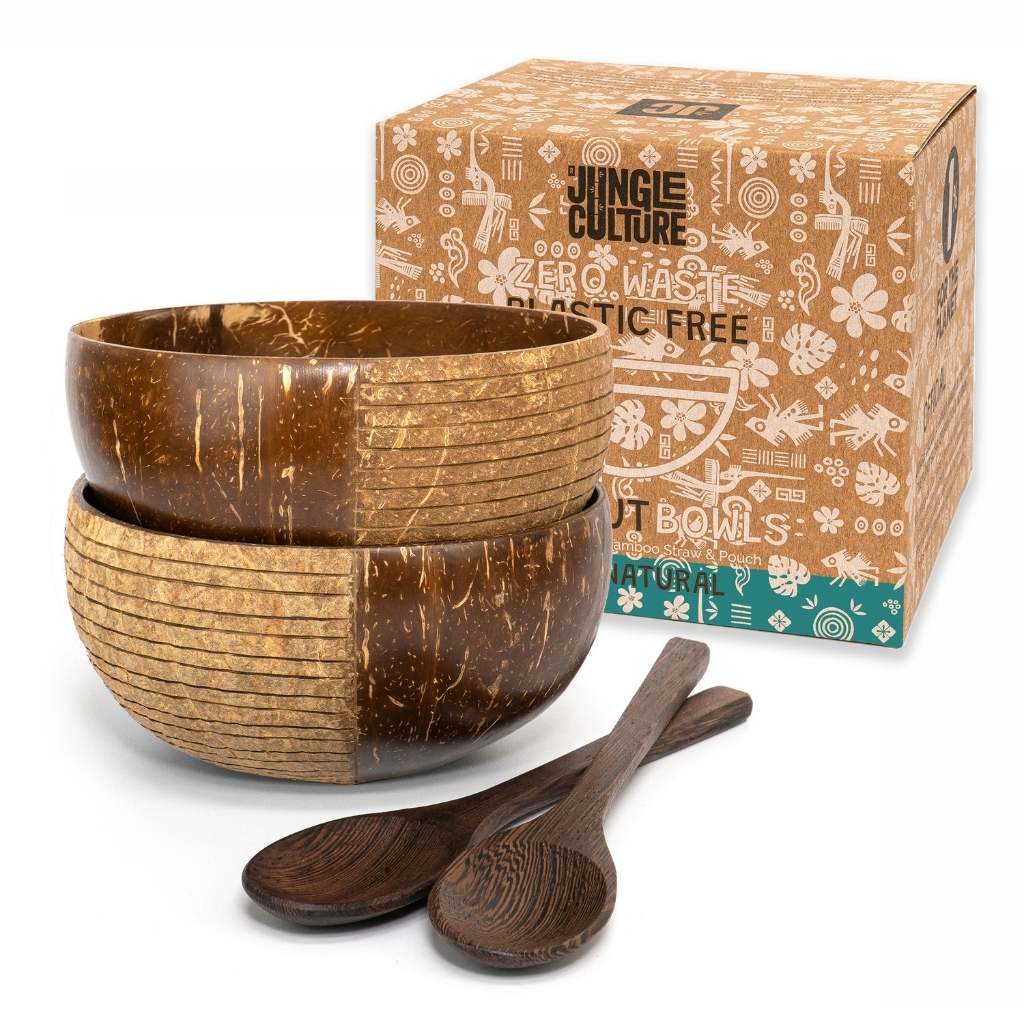 Eco-friendly Coconut Bowls & Spoons Set of 2-0
