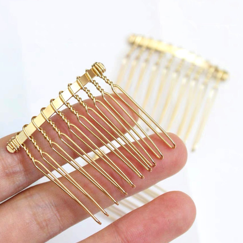 Haarkamm - DIY supply - 4cm wide hair comb (gold)-1