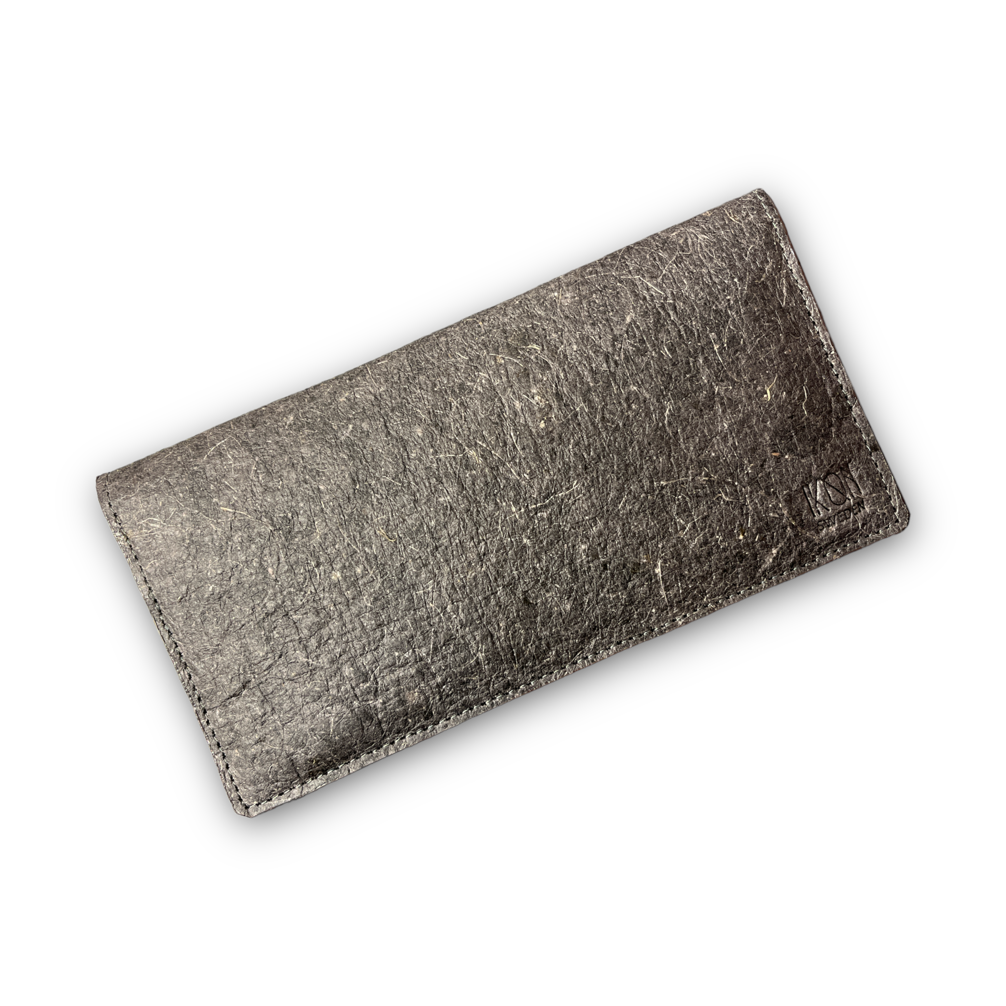 Schmales Portemonnaie aus Kokosnussleder – Dunkelgrau-0