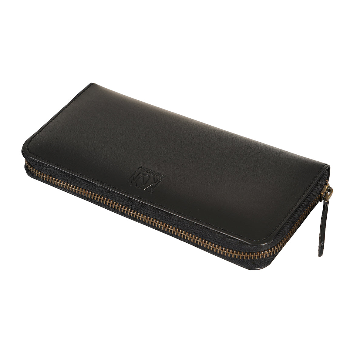 Apple Leather Long Zip Wallet - Black-1