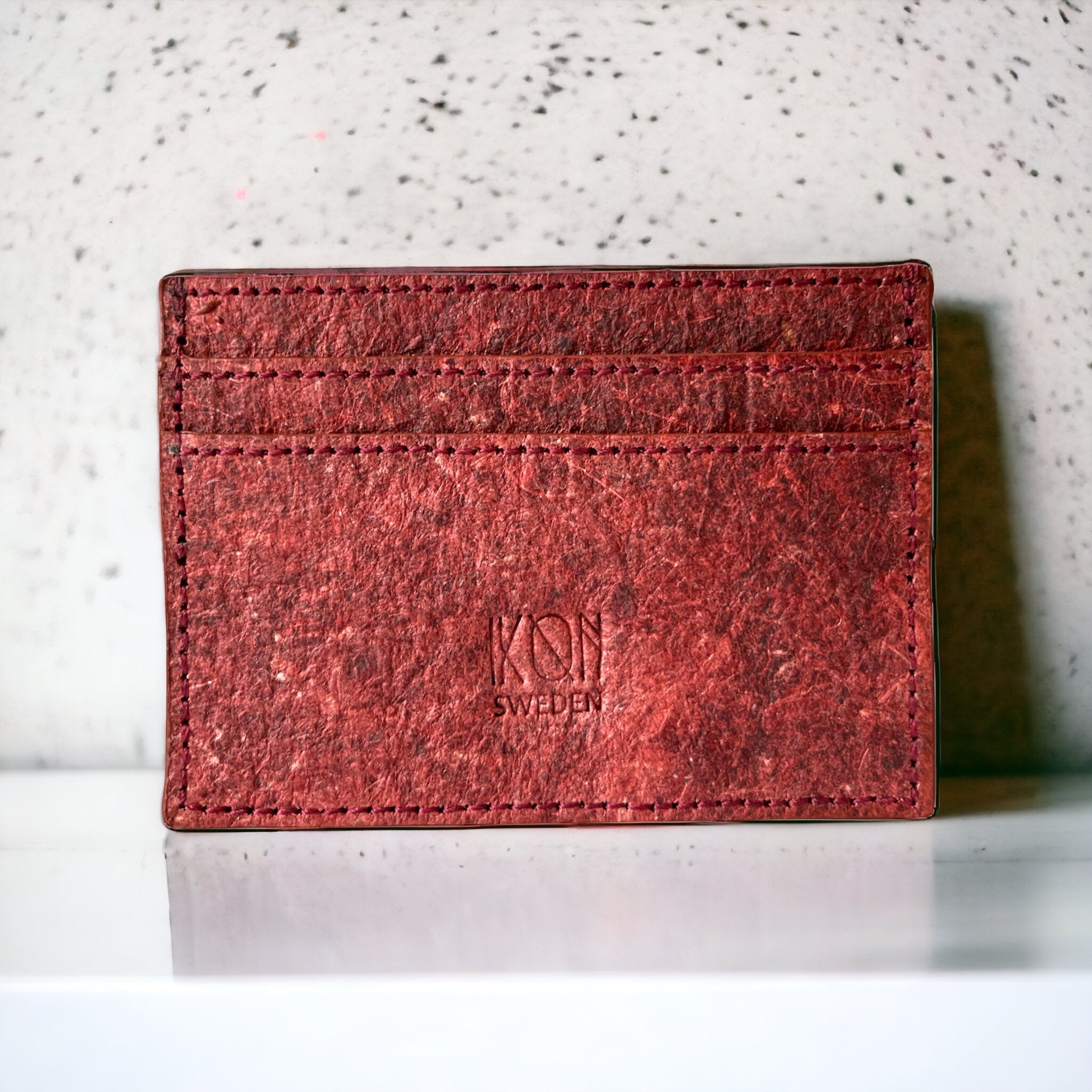 Coconut Leather Card Holder - Wine Red-0