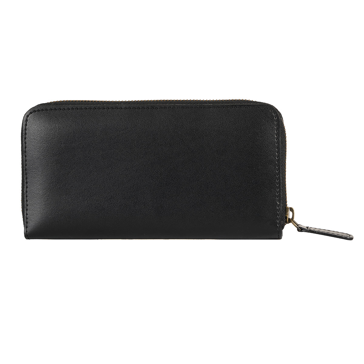 Apple Leather Long Zip Wallet - Black-5