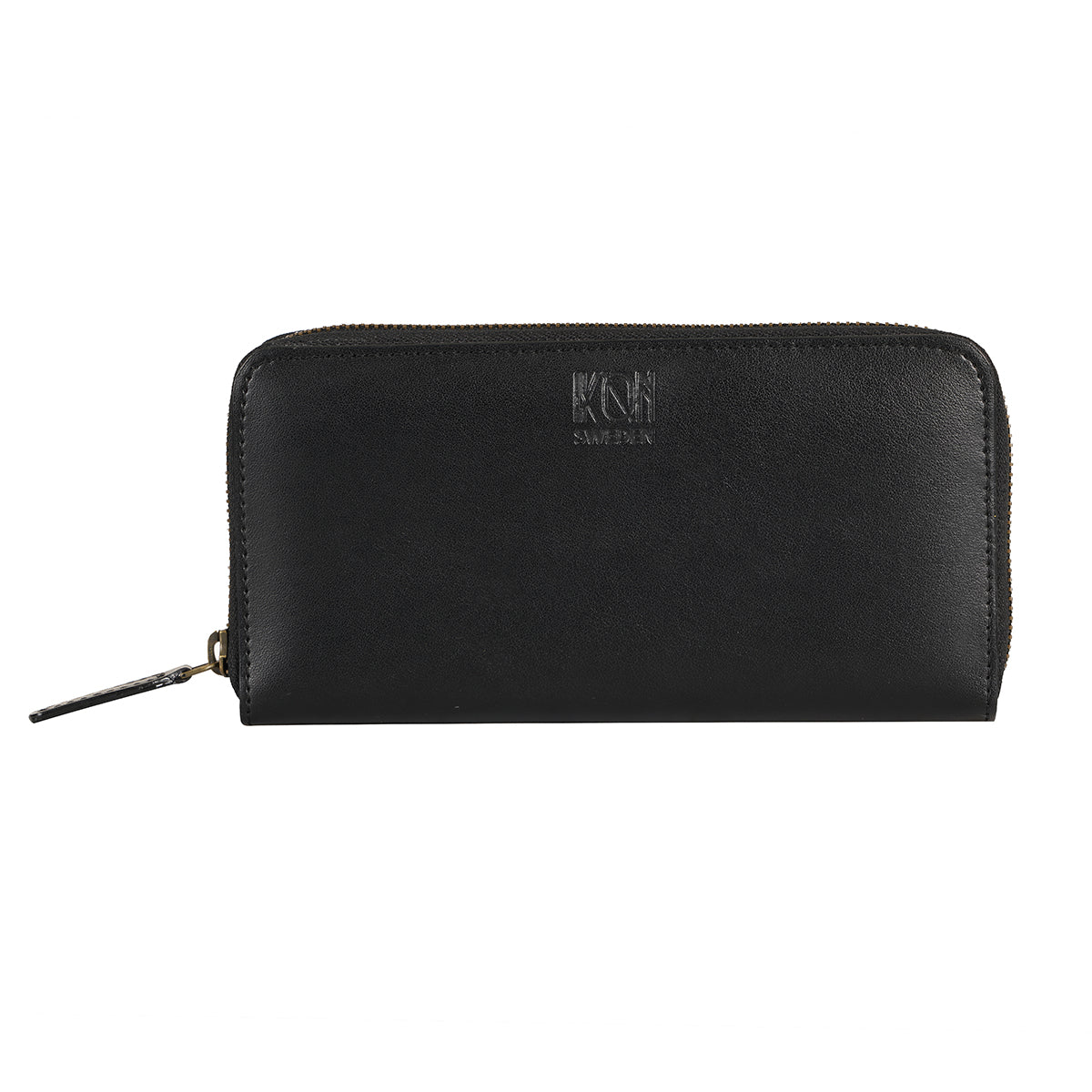 Apple Leather Long Zip Wallet - Black-4